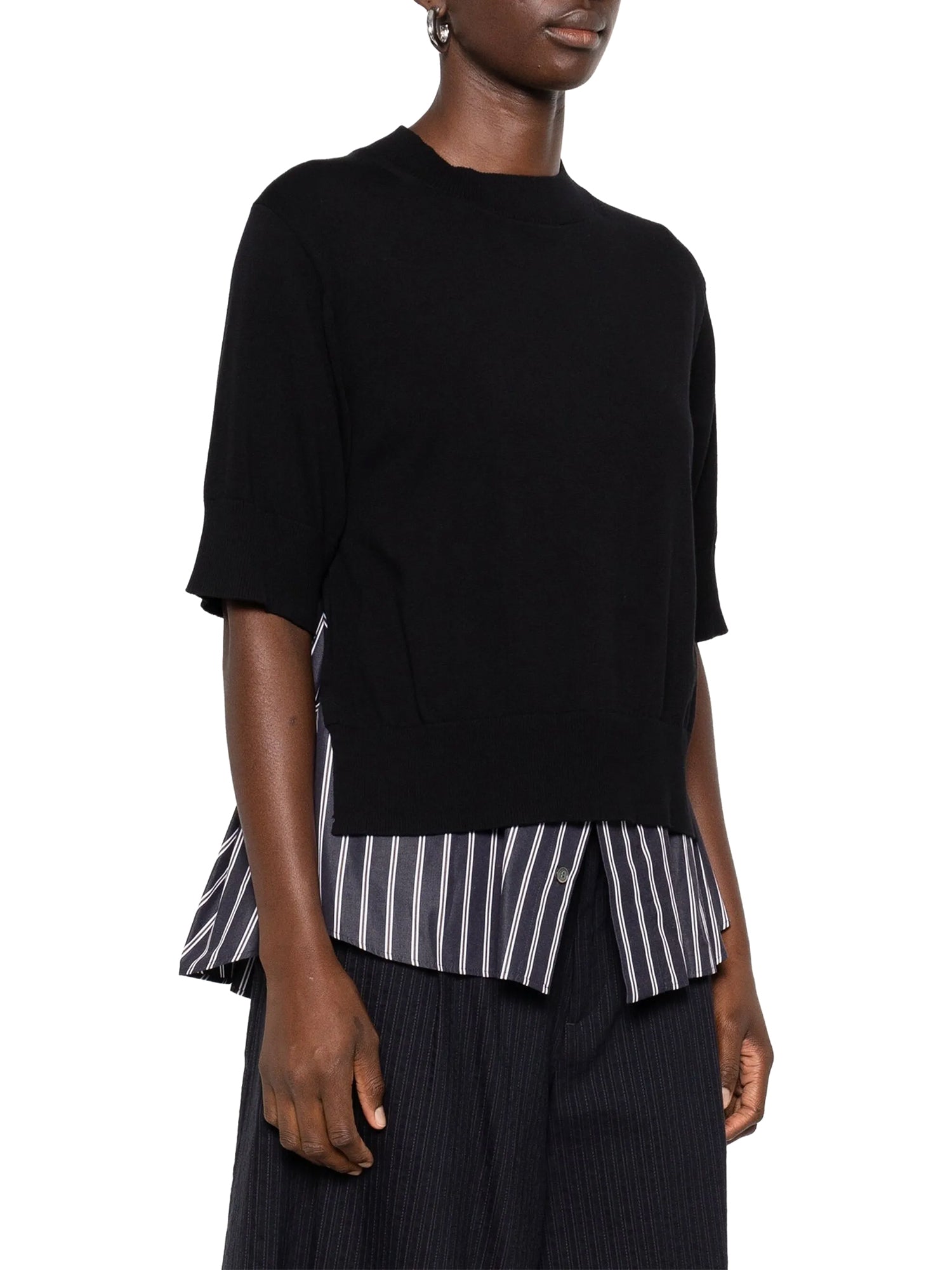 Cotton Poplin and Knit Top