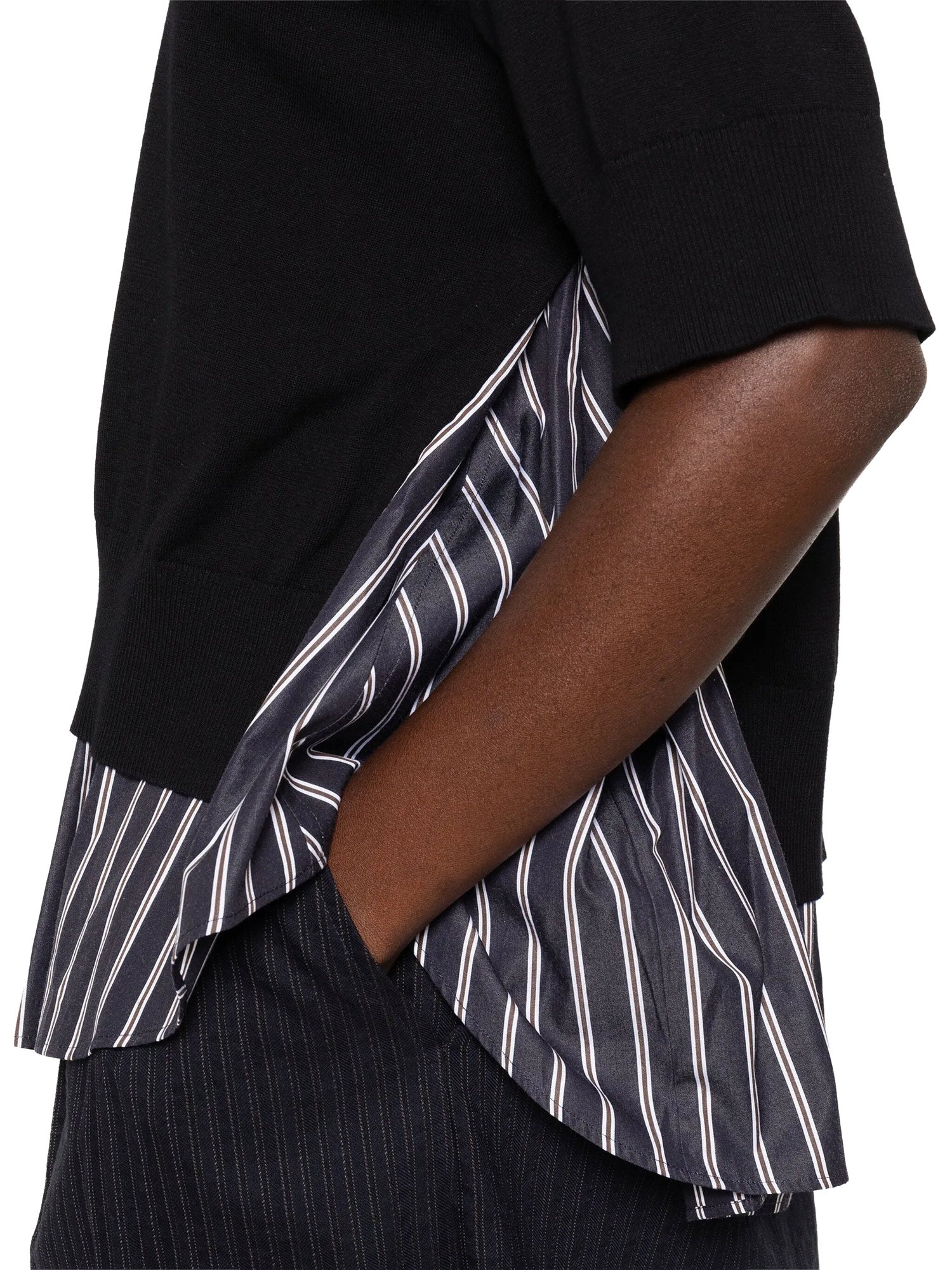 Cotton Poplin and Knit Top
