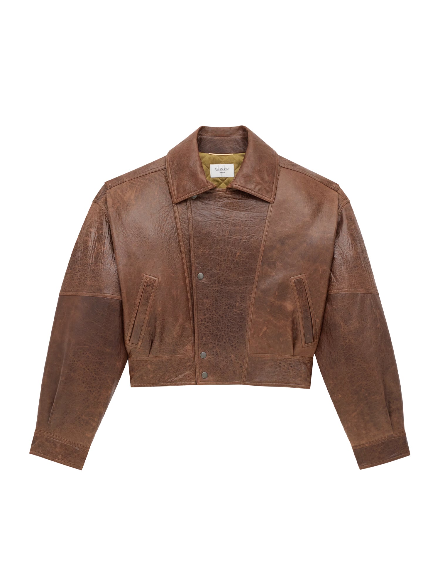 Cropped Lambskin Bomber Jacket