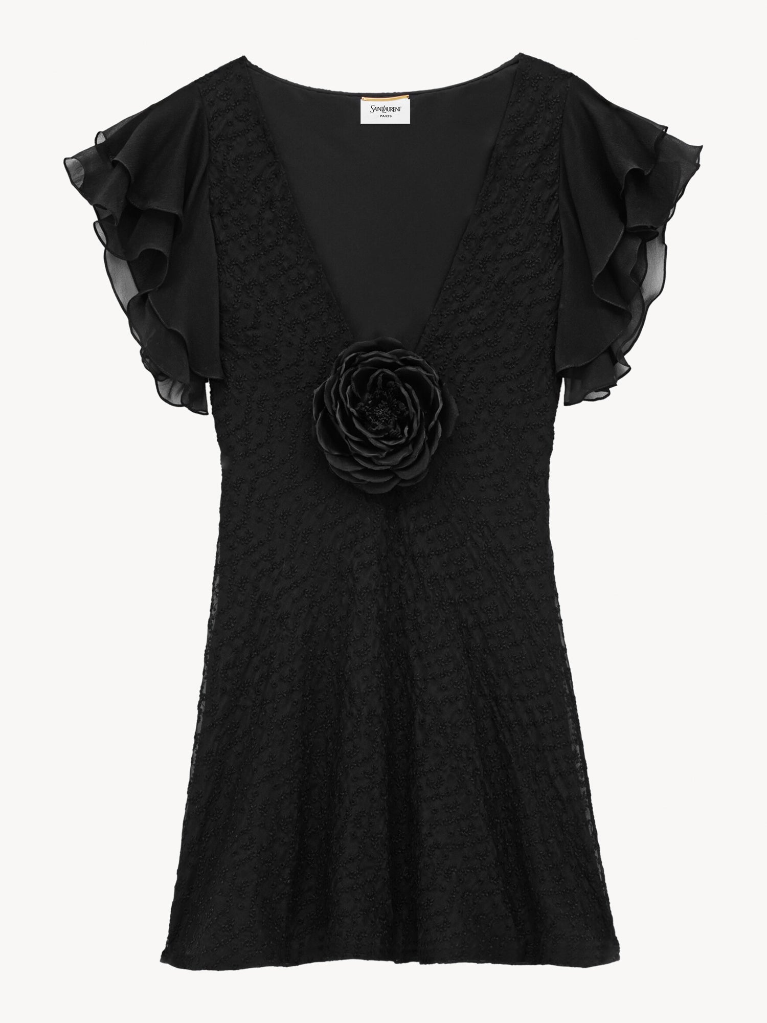 Embroidered Muslin V-Neck Mini Dress