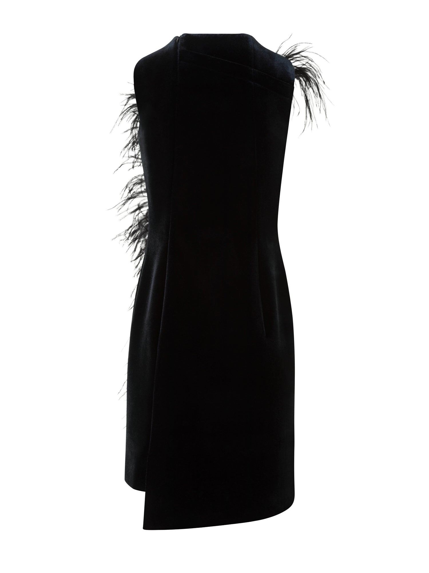 Feather-Trim Short Dress