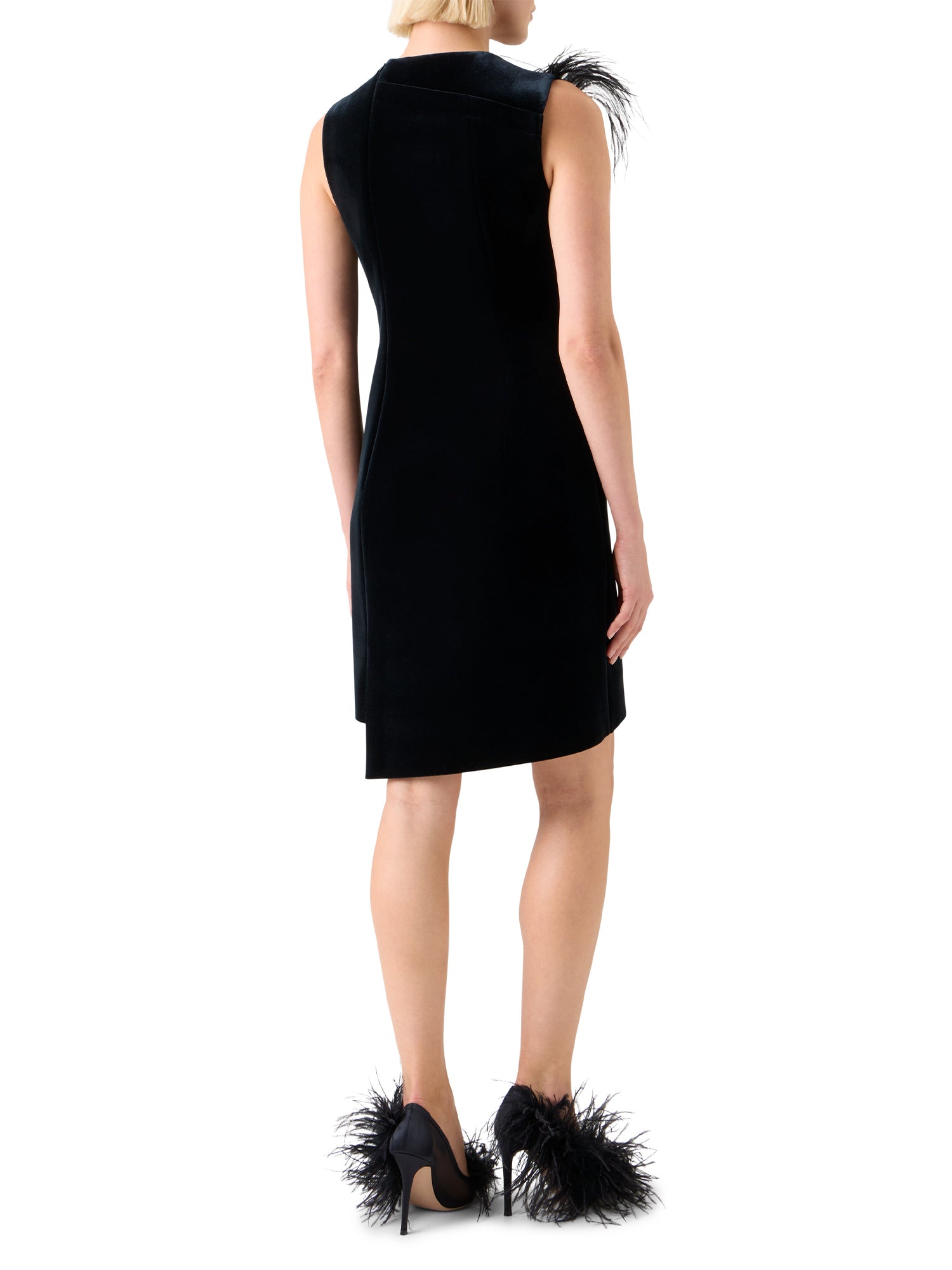 Feather-Trim Short Dress