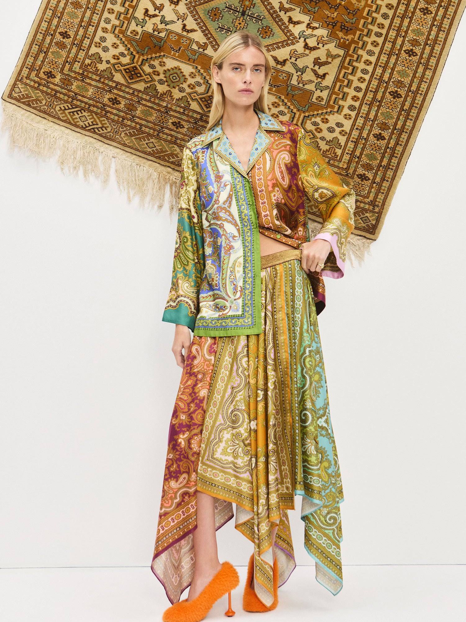 Clemenza Spliced Silk Shirt
