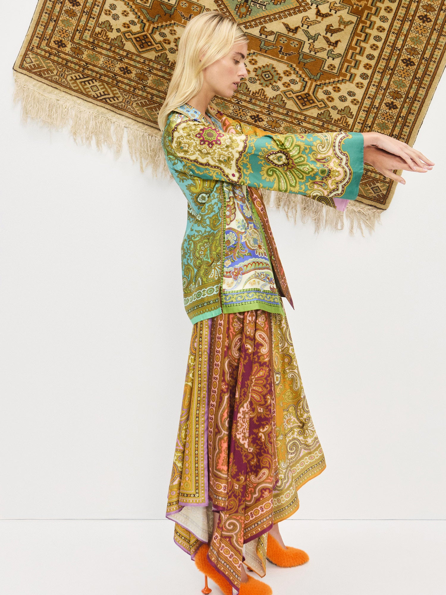 Clemenza Spliced Silk Shirt