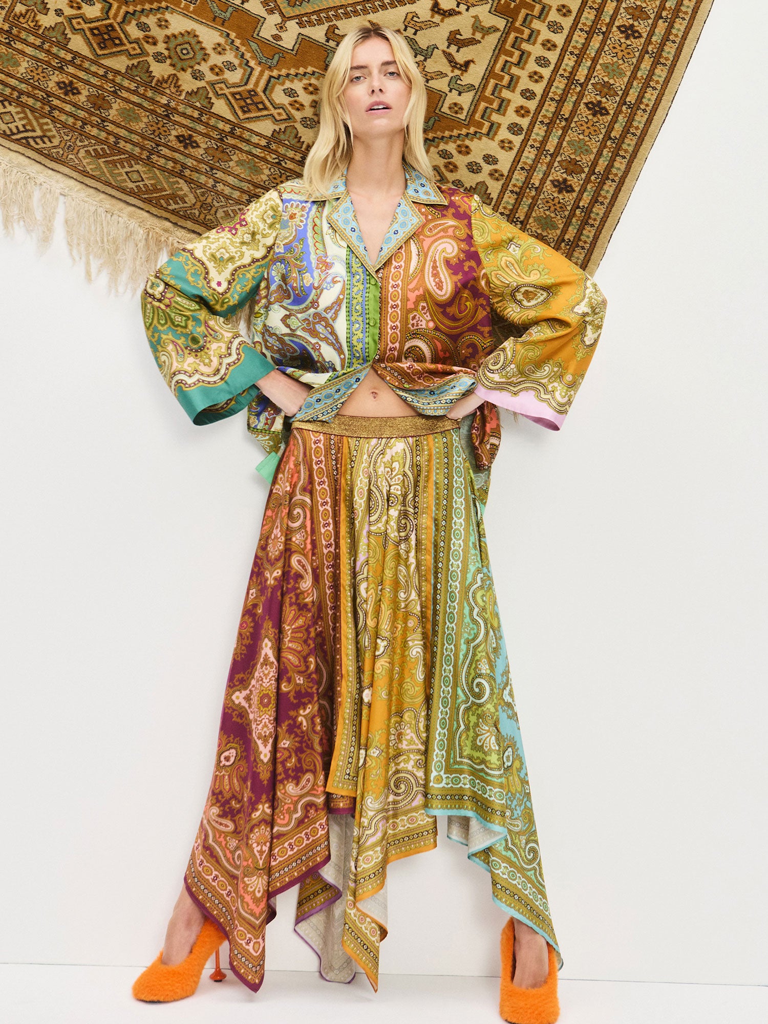 Clemenza Spliced Silk Shirt