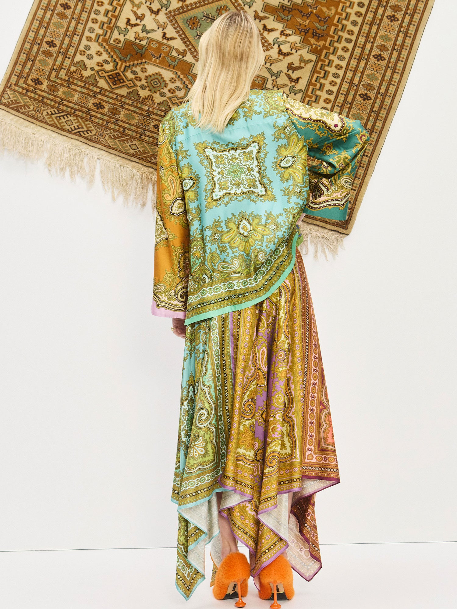 Clemenza Spliced Silk Shirt