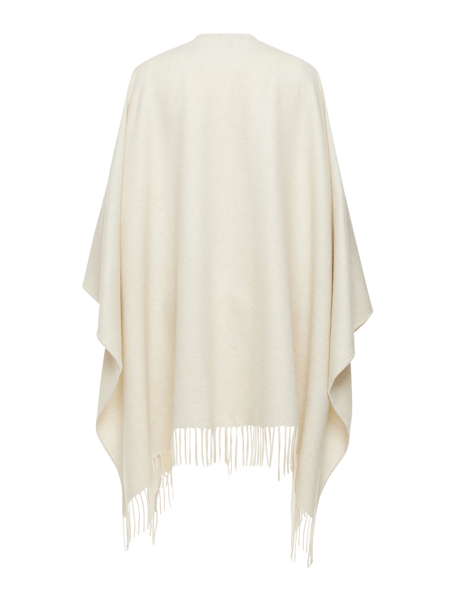Double Cashmere Cape with Fringe Trim