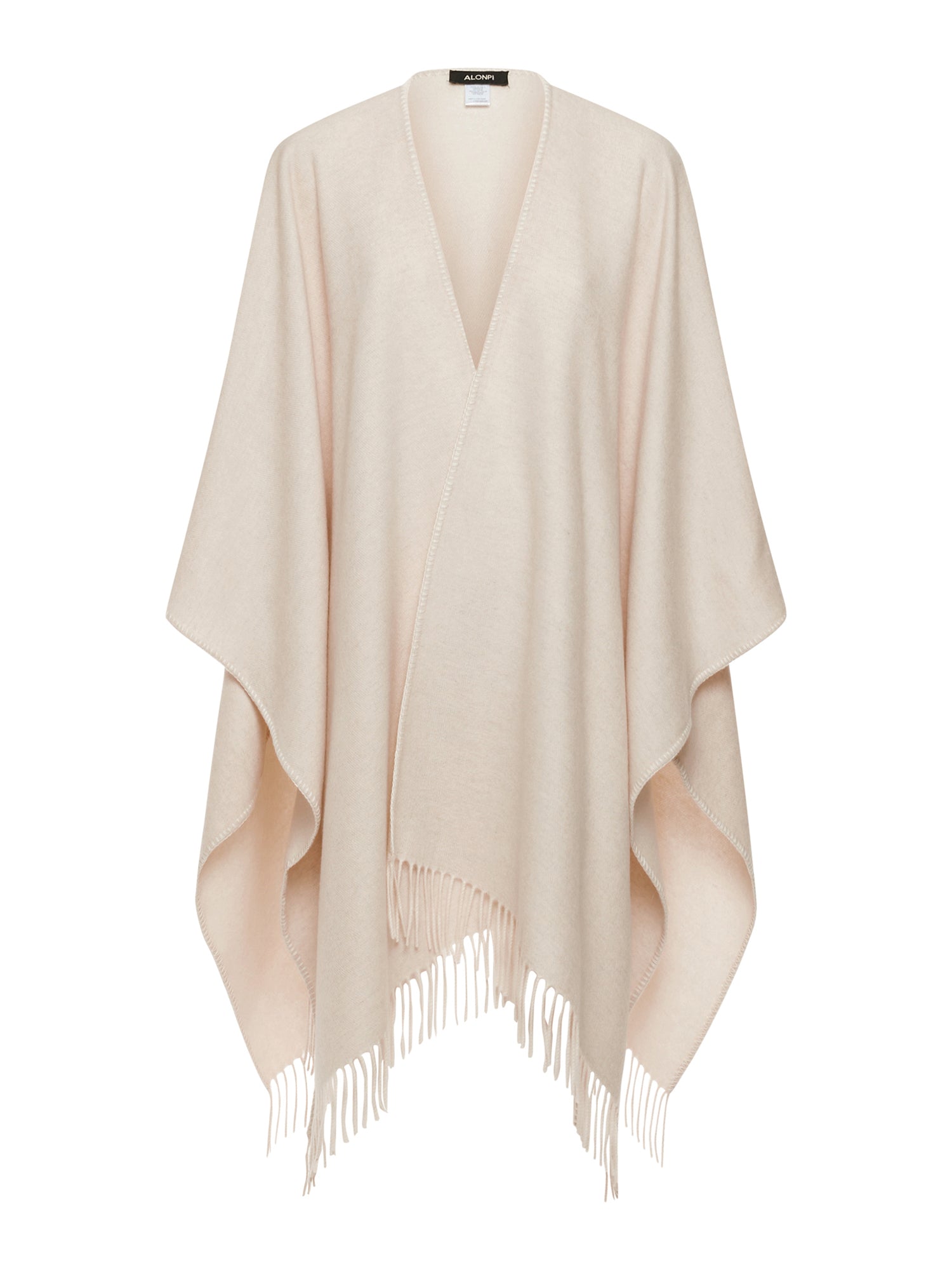 Double Cashmere Cape with Fringe Trim