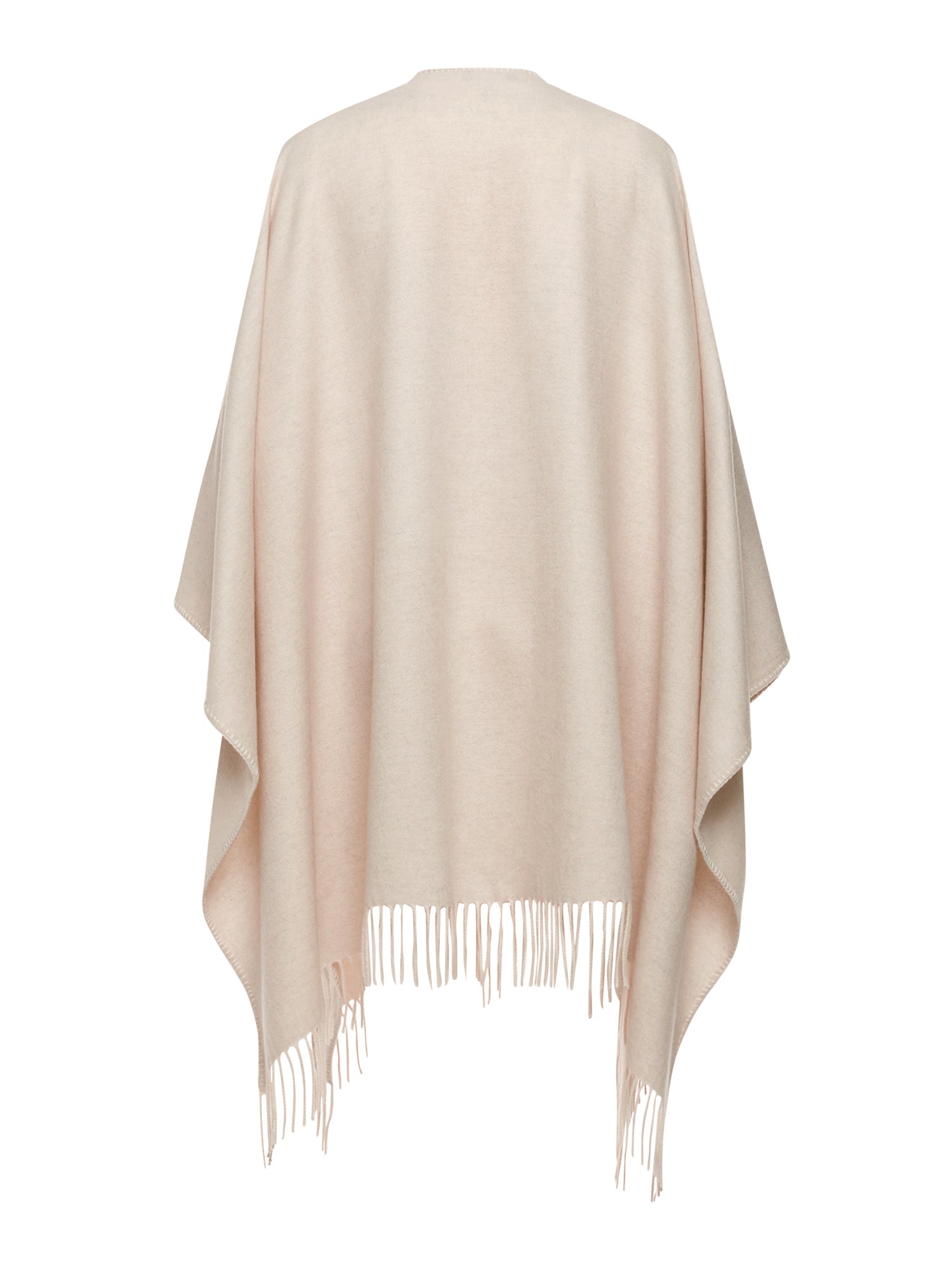 Double Cashmere Cape with Fringe Trim