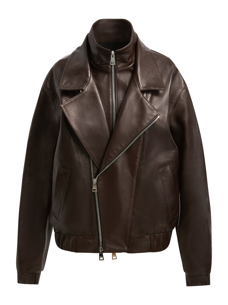 Brandon Maxwell | Emmett Double Zip Leather Moto Jacket – Kirna Zabête