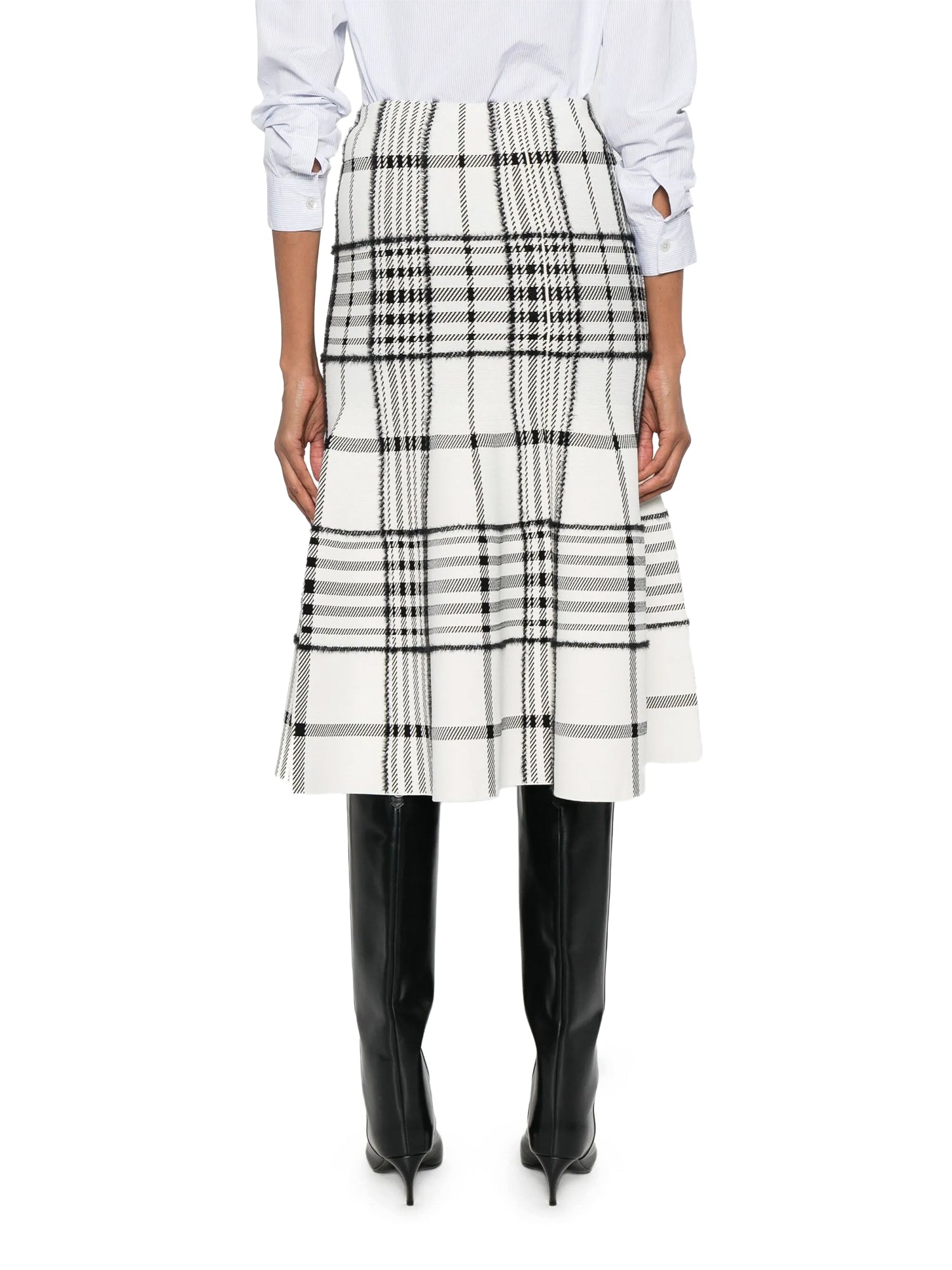 Rory Flare Knit Skirt with Jacquard Plaid