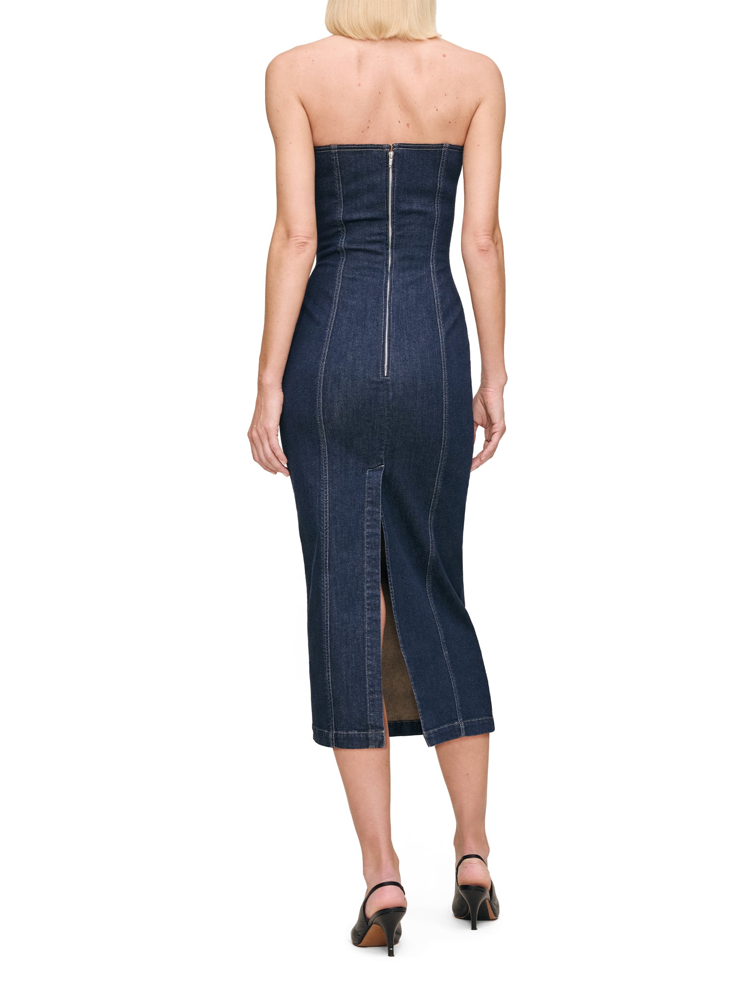 Esme Strapless Denim Midi Dress