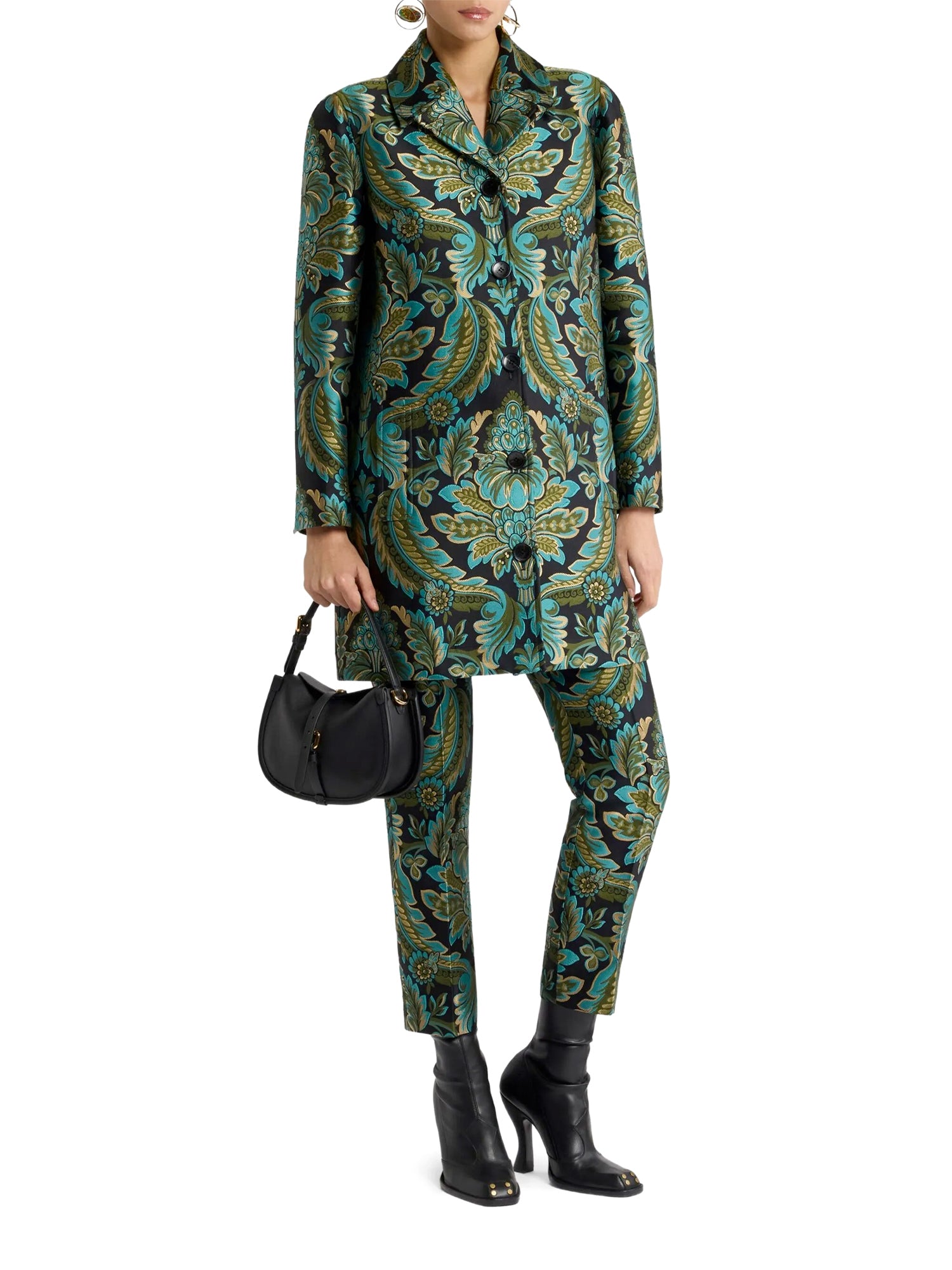 Flower and Bee Jacquard Cigarette Trousers