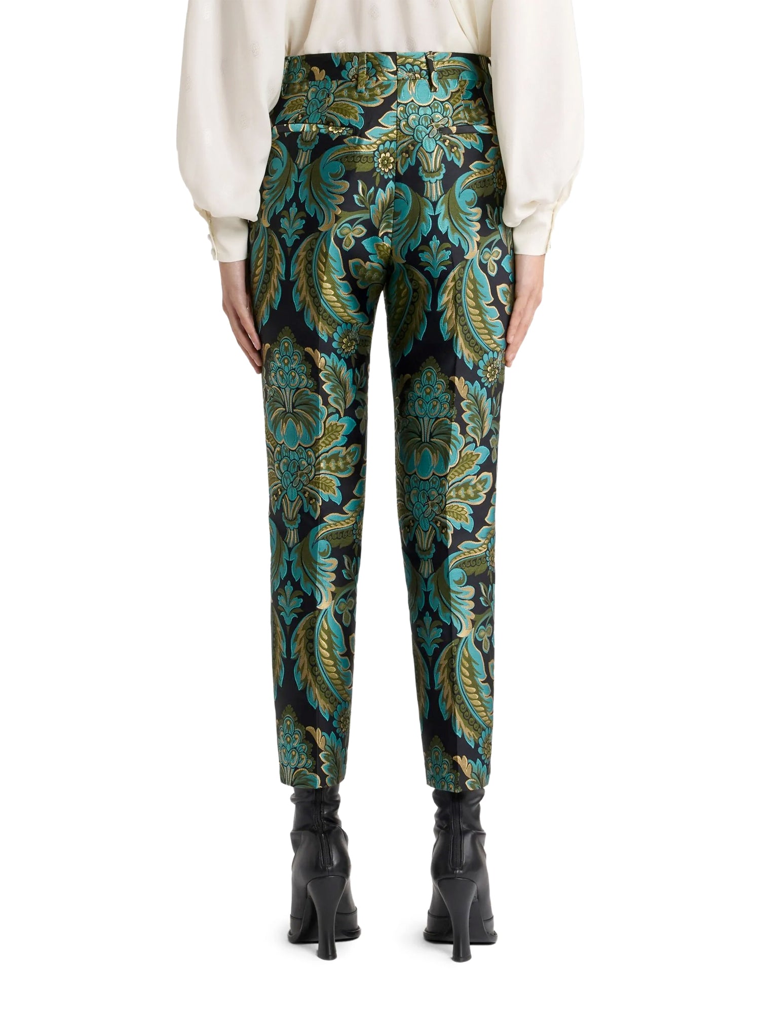 Flower and Bee Jacquard Cigarette Trousers