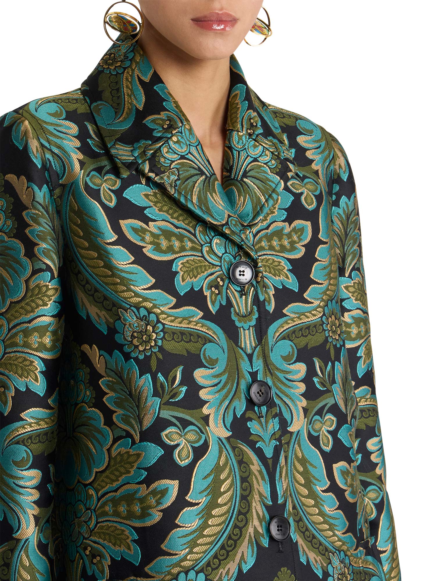 Flower and Bee Jacquard Coat