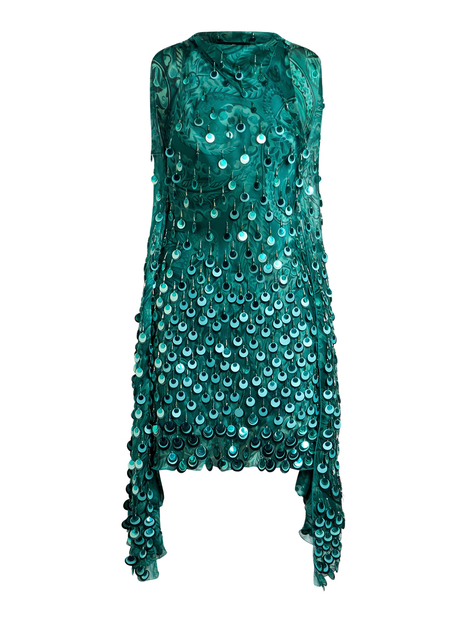 Silk Mini Dress with Sequin Embroidery