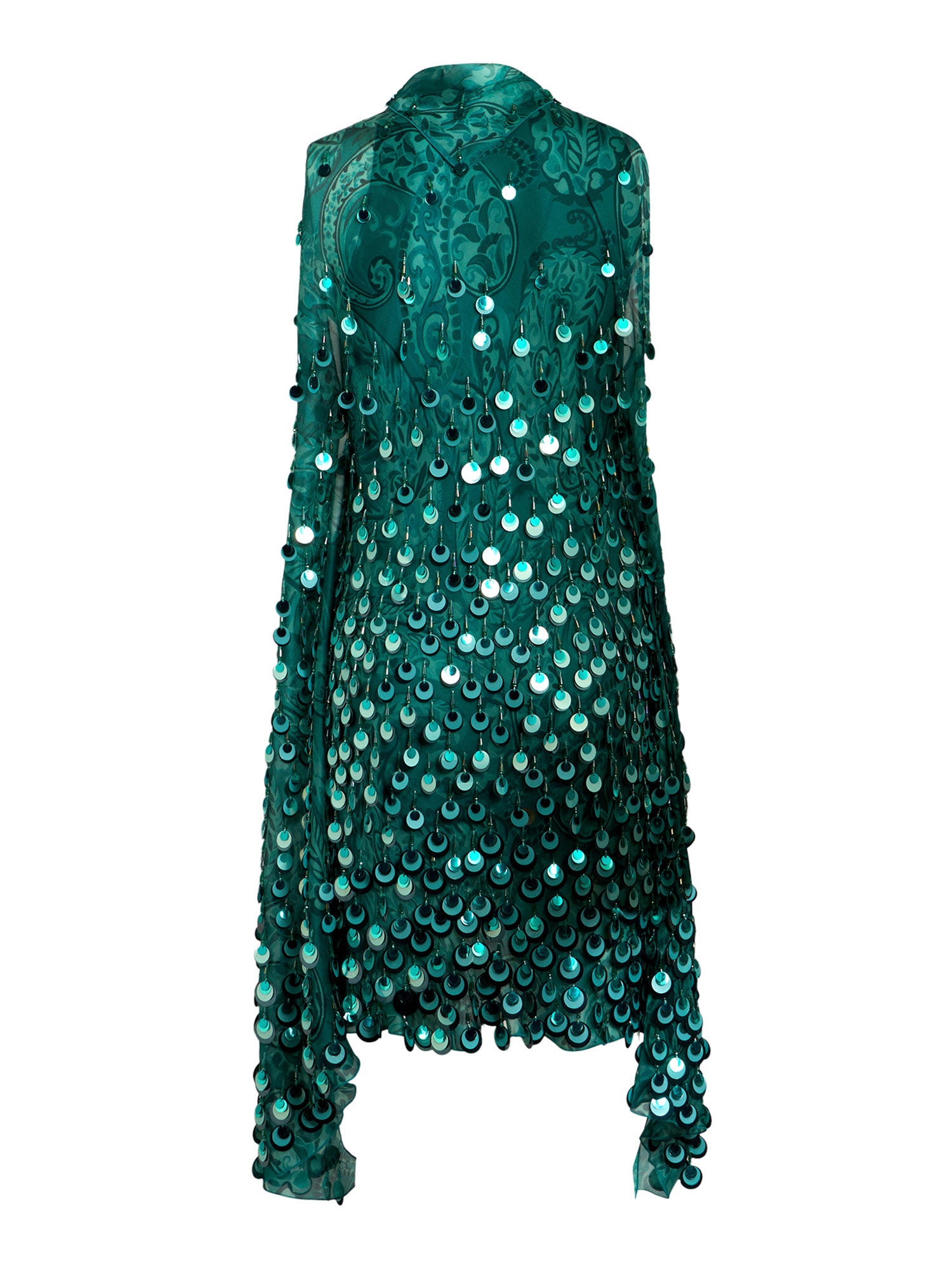 Silk Mini Dress with Sequin Embroidery