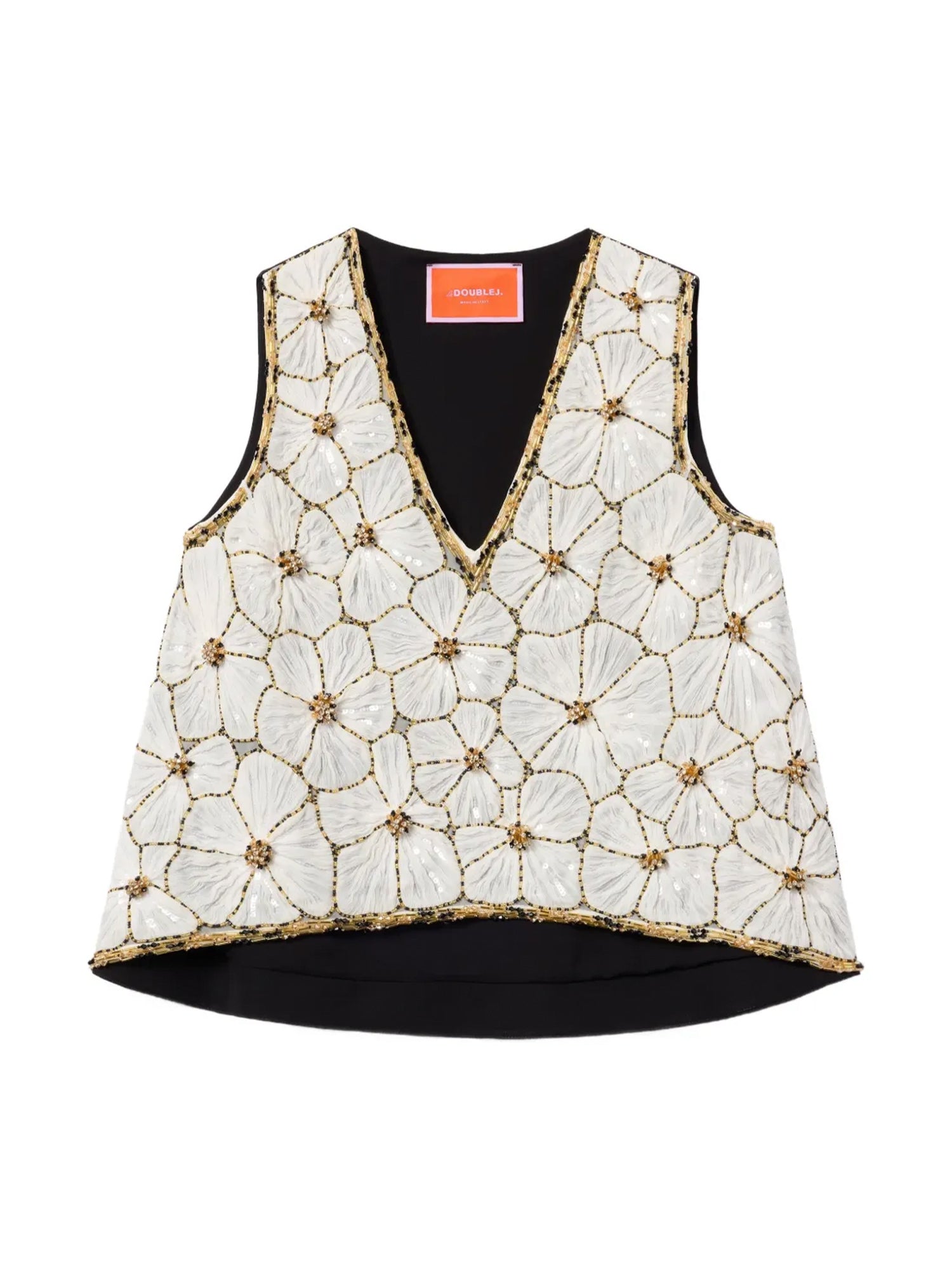 Embroidered V-Neck Scala Top