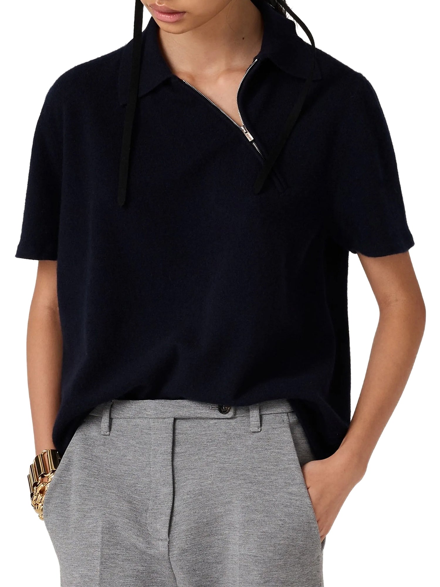 Zipped Cashmere Polo Shirt