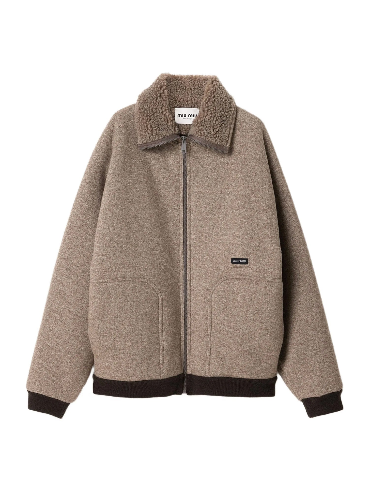 Wool Fleece Zip-Up Blouson Jacket