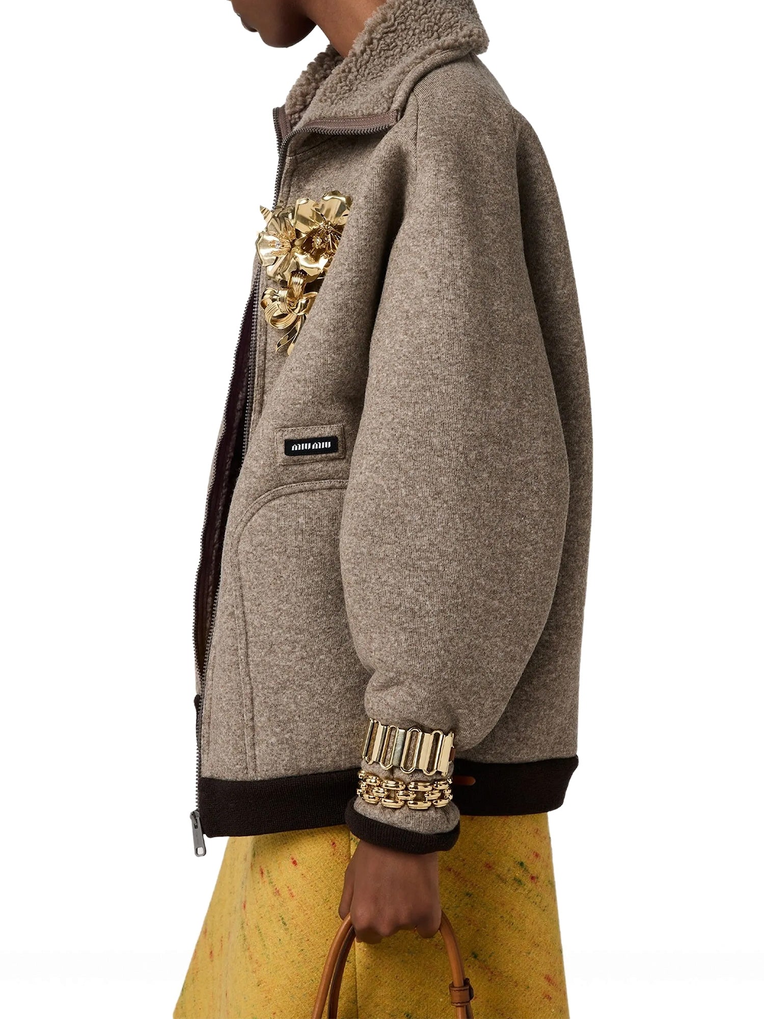 Wool Fleece Zip-Up Blouson Jacket