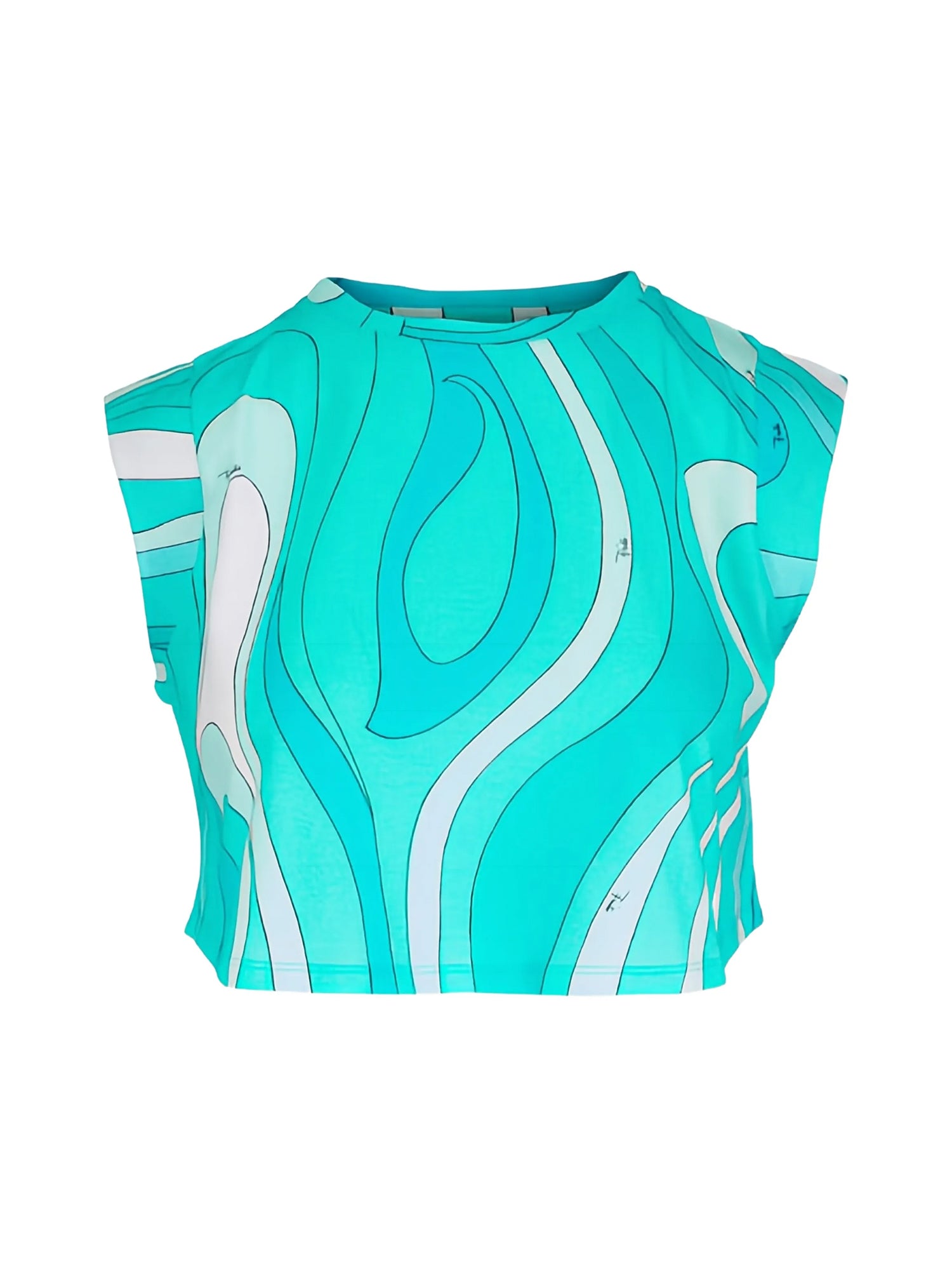 Marmo-Print Sleeveless Cropped Tee