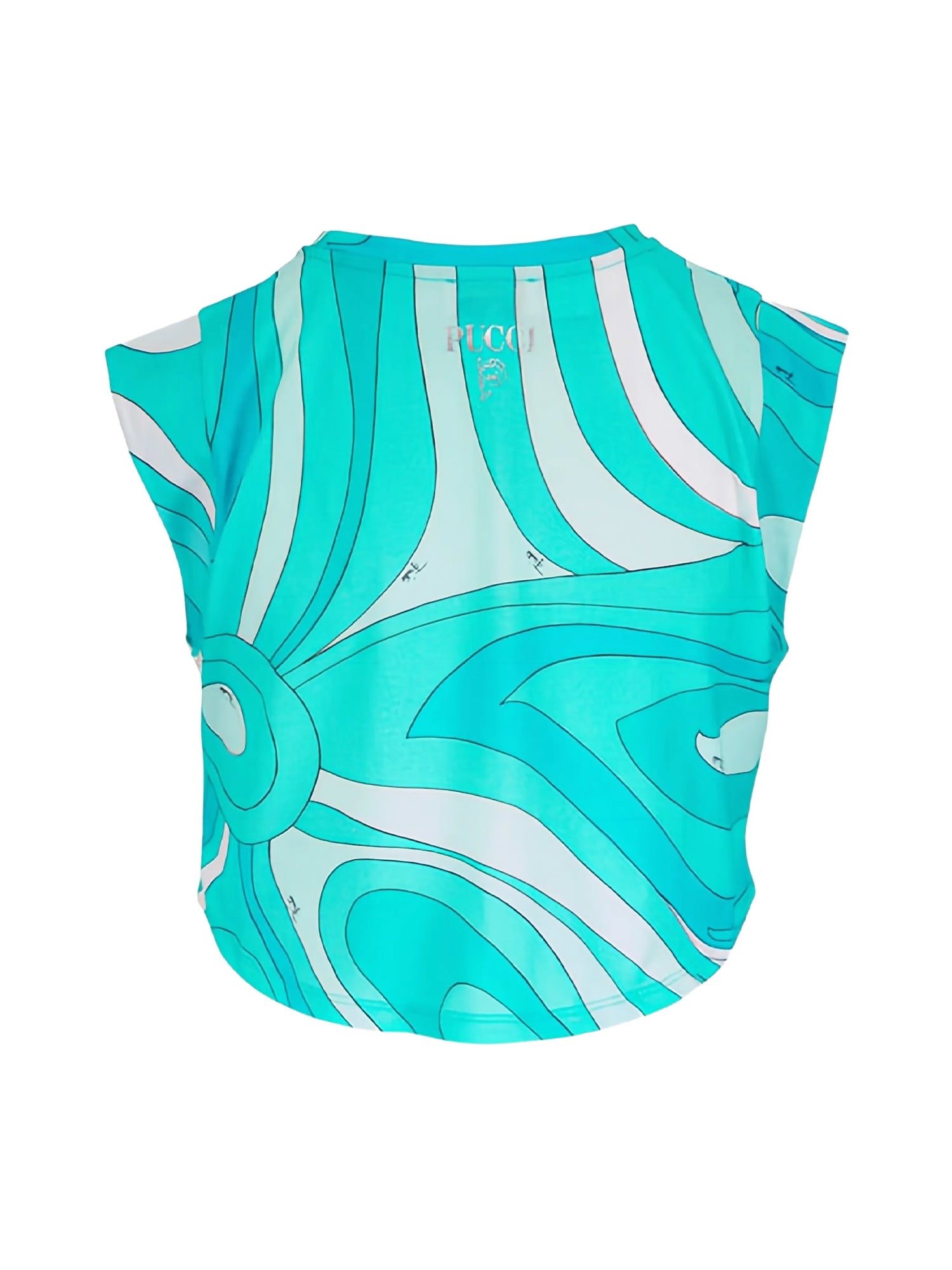 Marmo-Print Sleeveless Cropped Tee