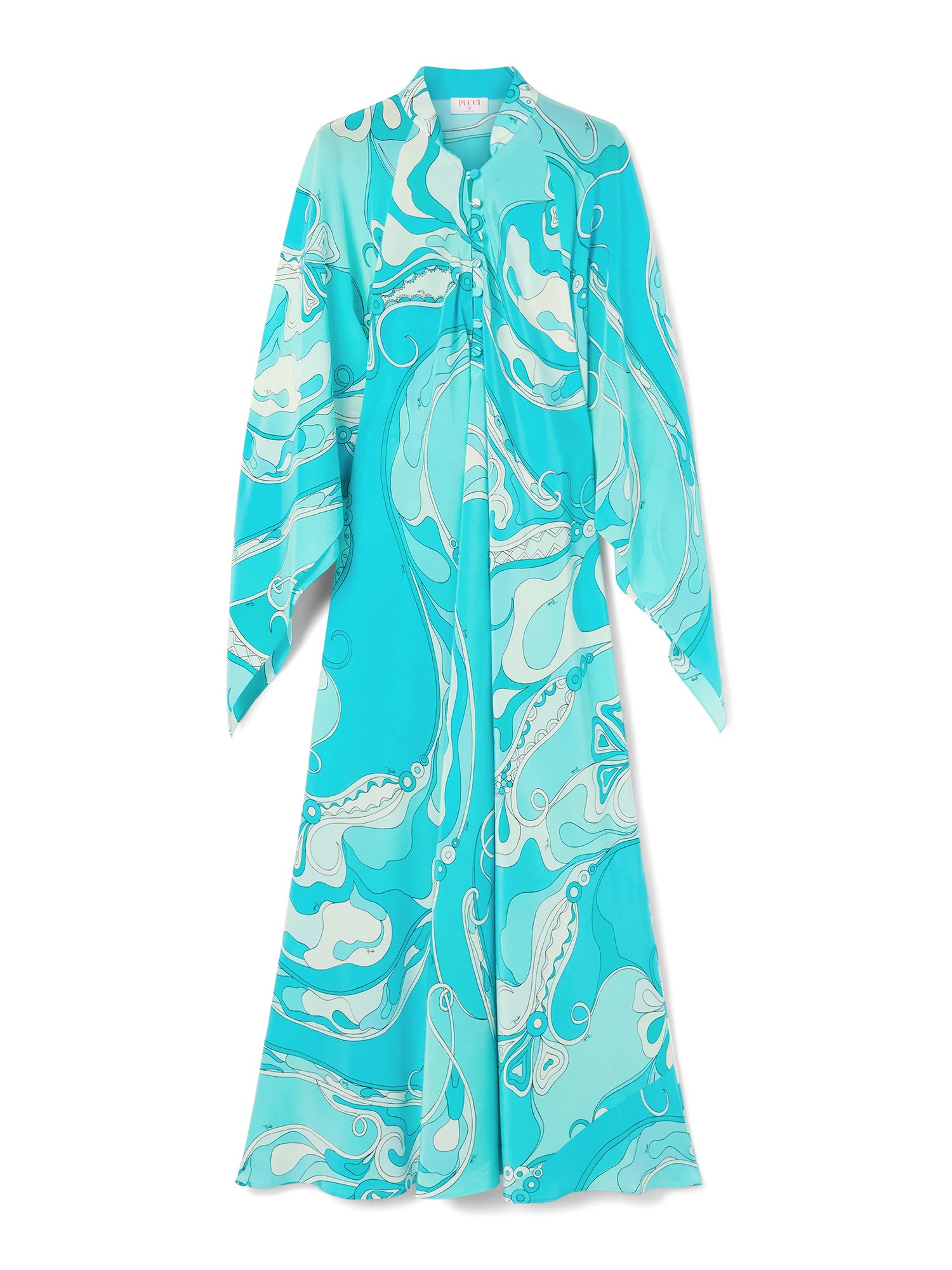 Orchidee-Print Long Silk Kaftan