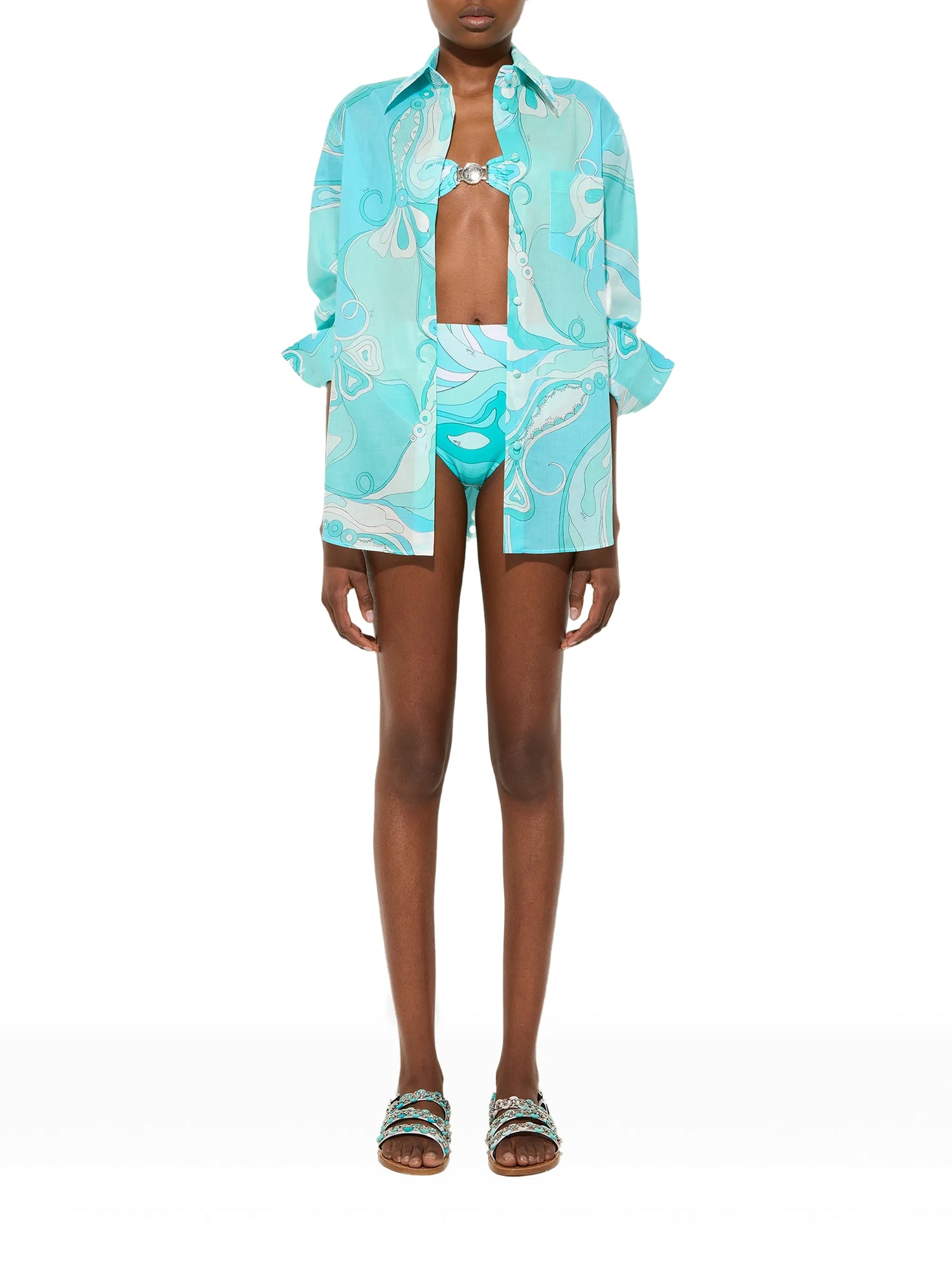 Orchidee-Print Cotton Shirt