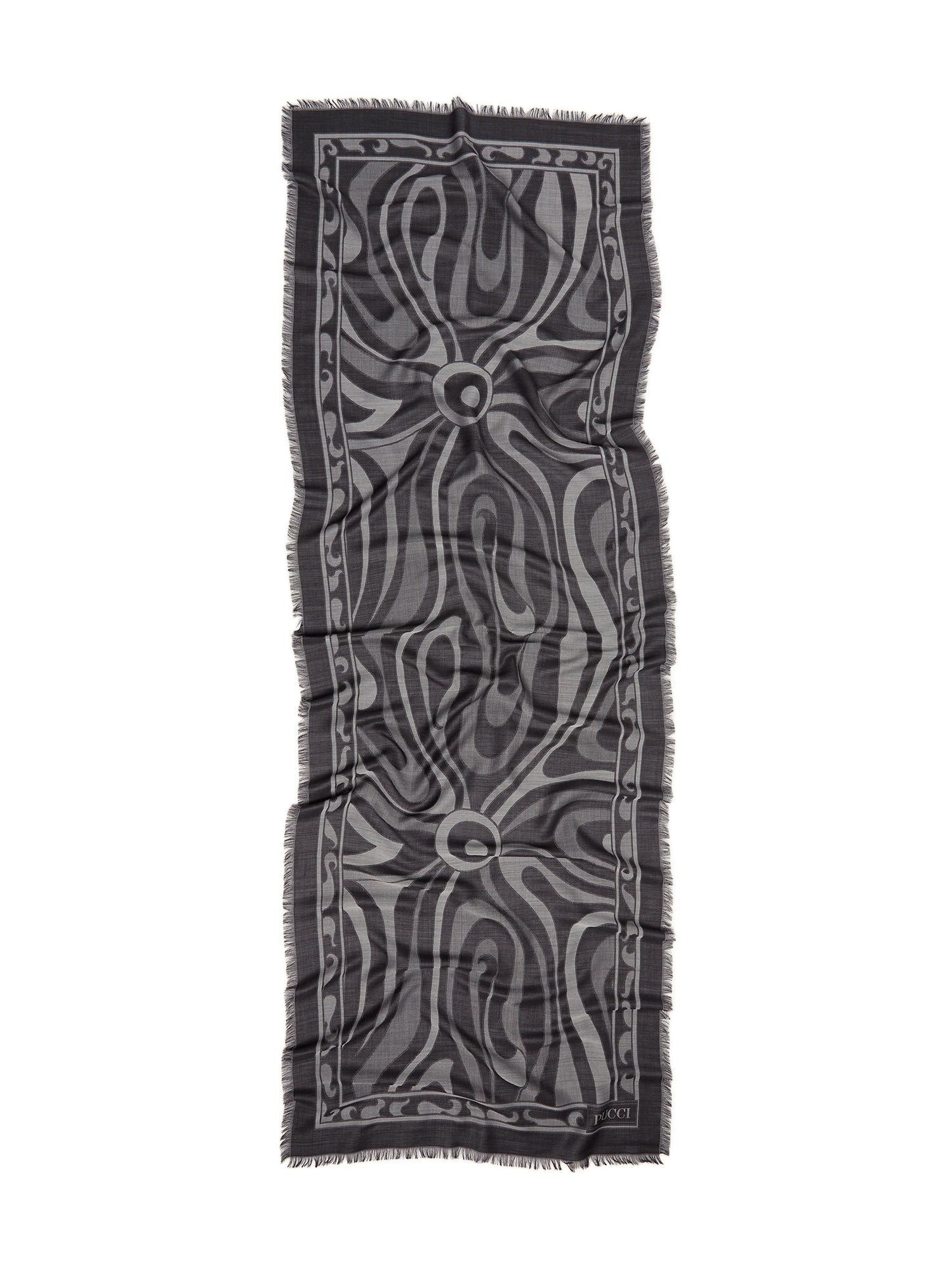 Marmo Print Jacquard Silk and Wool Scarf