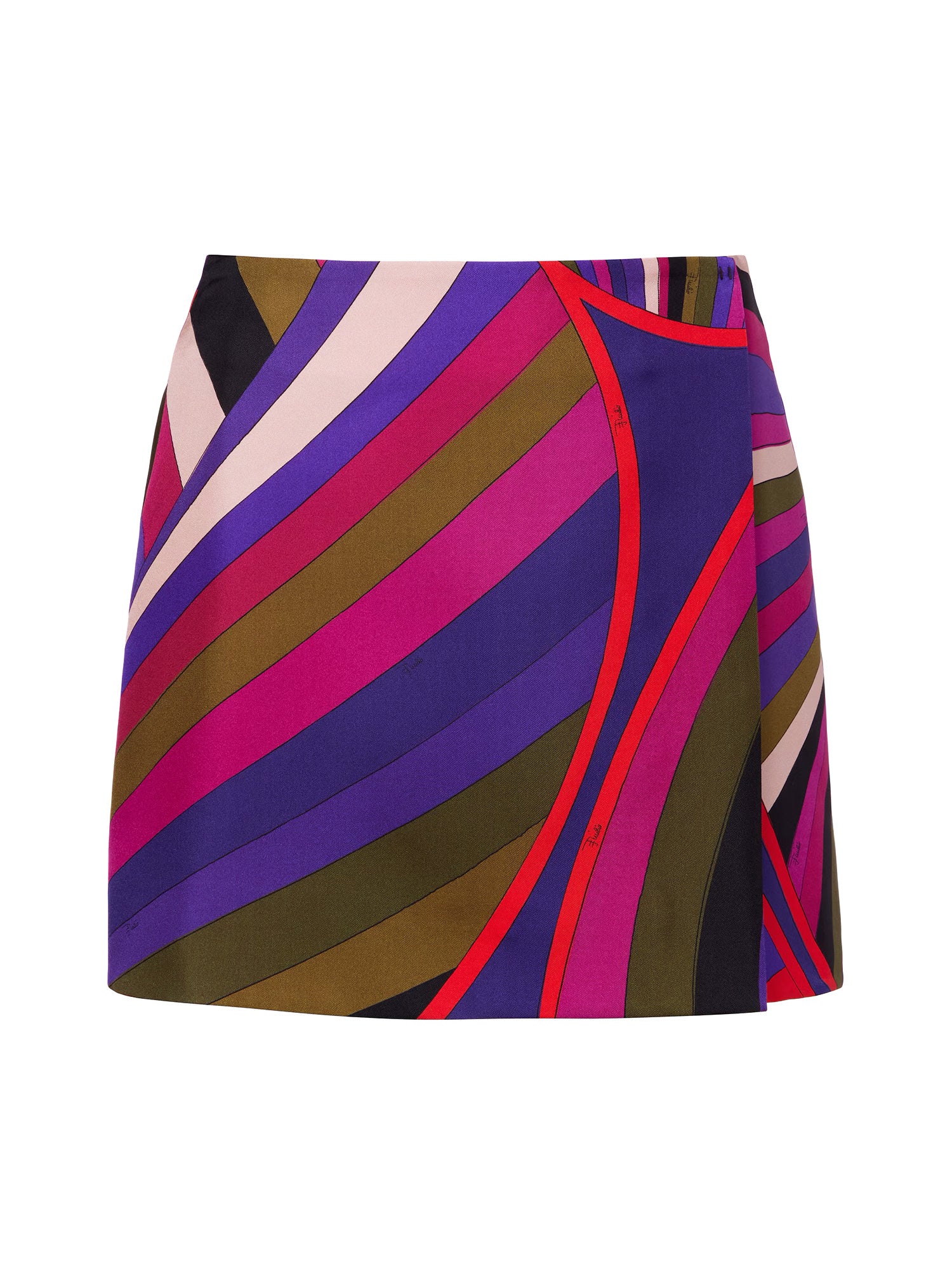 Iride-Print Silk Wrap Mini Skirt