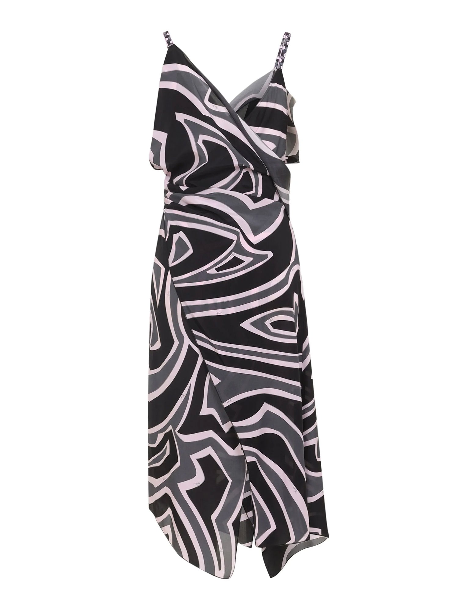 Labirinto-Print Ruffled Silk Midi Dress