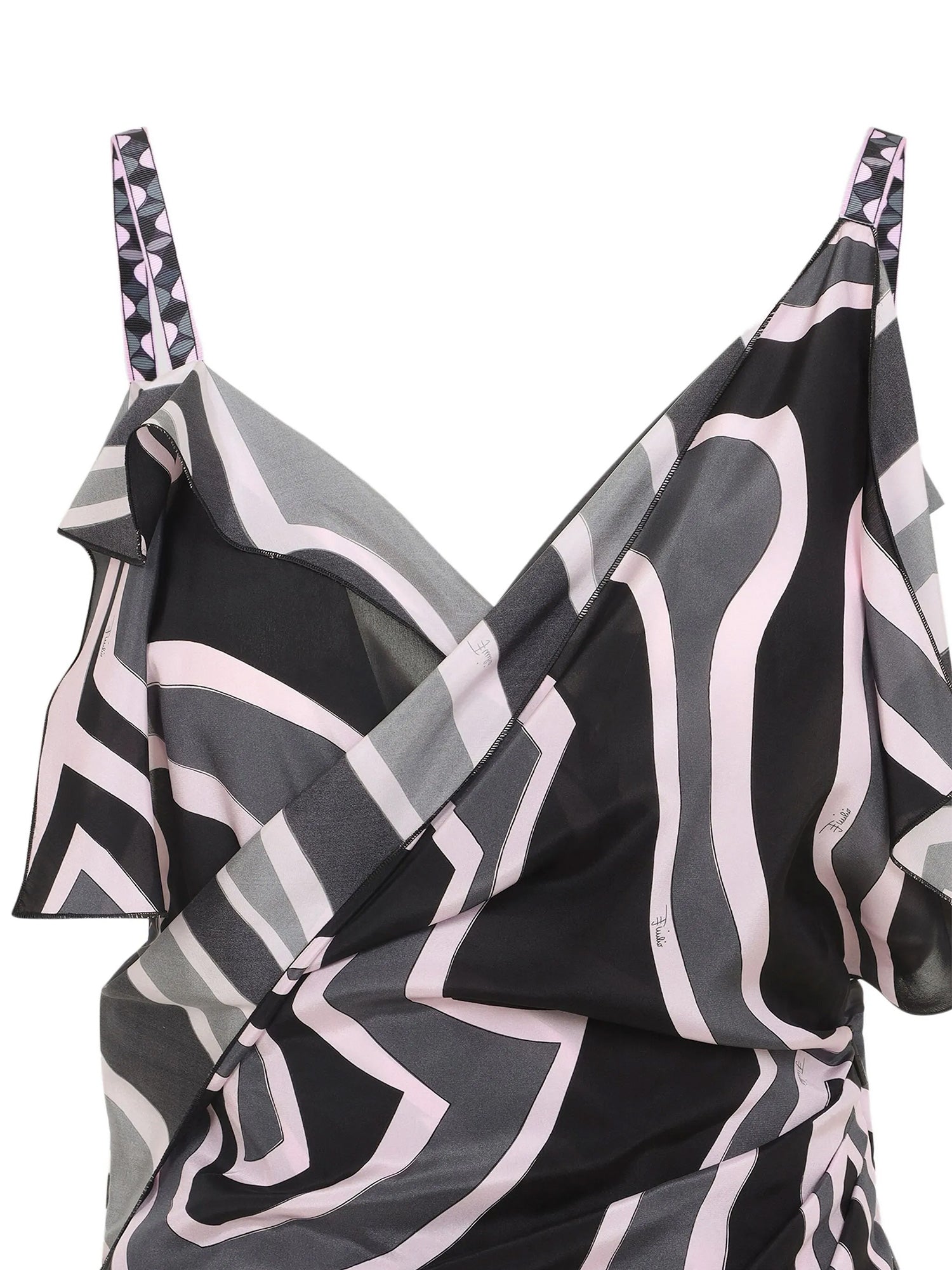 Labirinto-Print Ruffled Silk Midi Dress