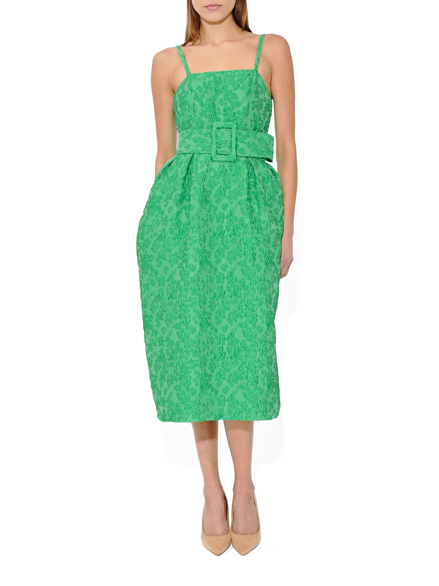 Wildflower Cloqué Artichoke Belted Dress