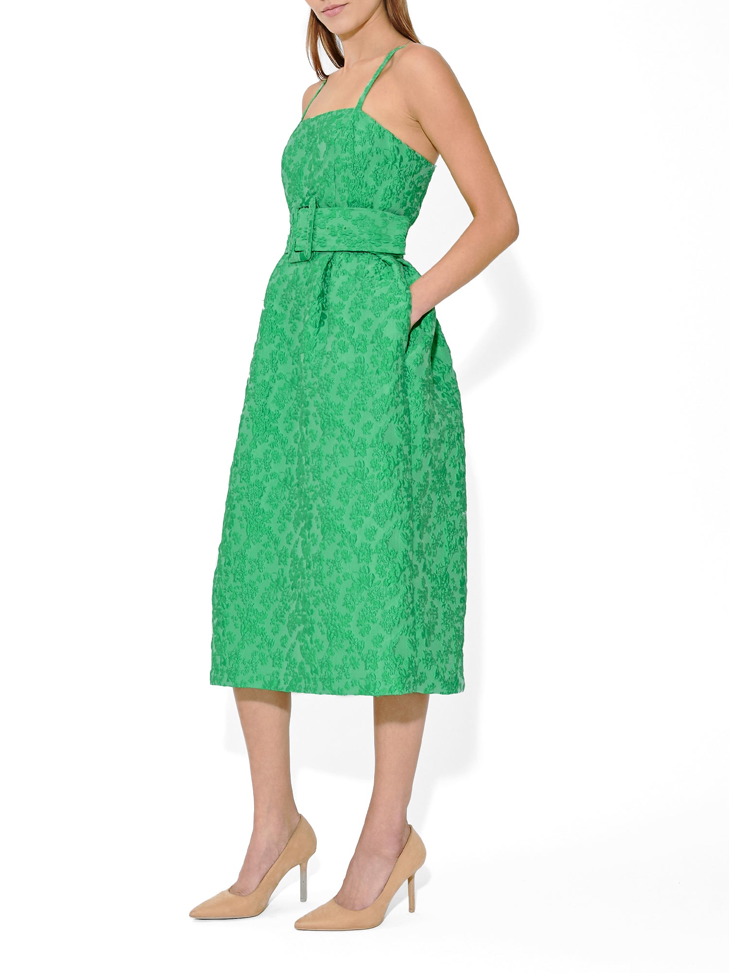 Wildflower Cloqué Artichoke Belted Dress