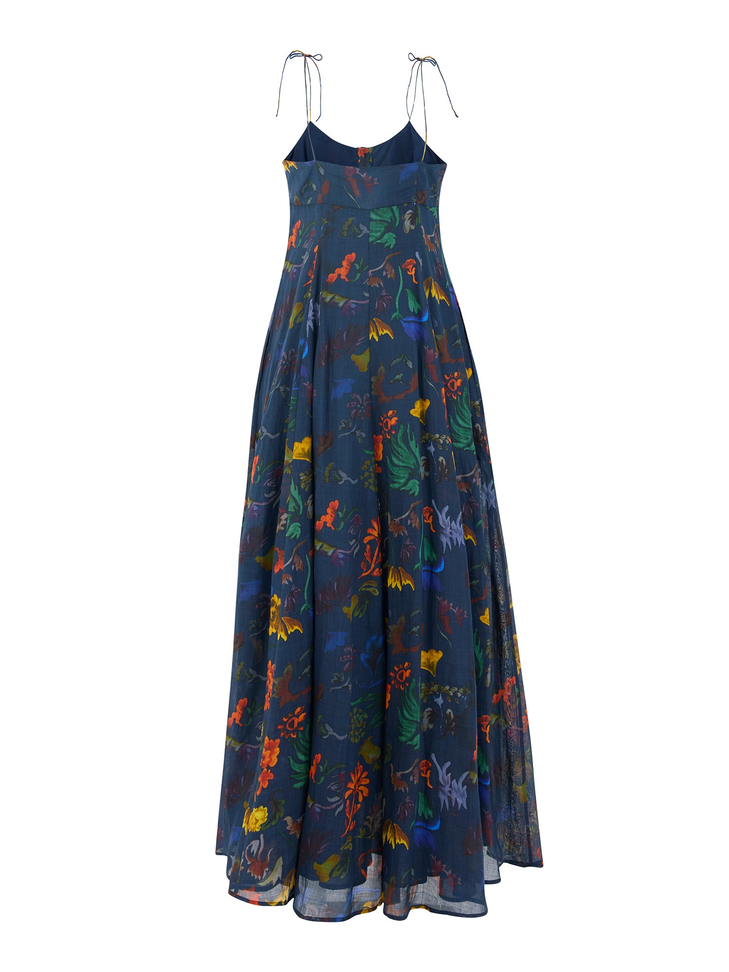 Floral Printed Ramie High Garden Maxi Dress