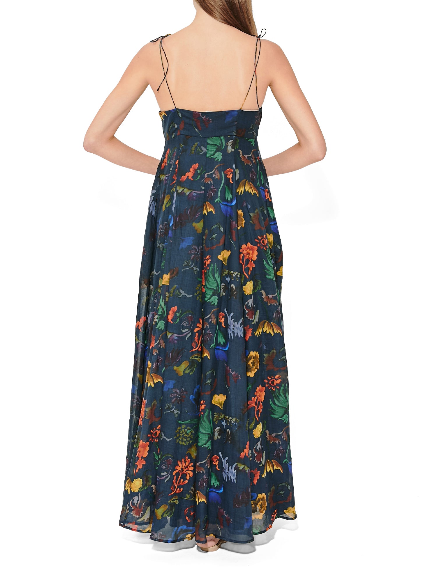 Floral Printed Ramie High Garden Maxi Dress