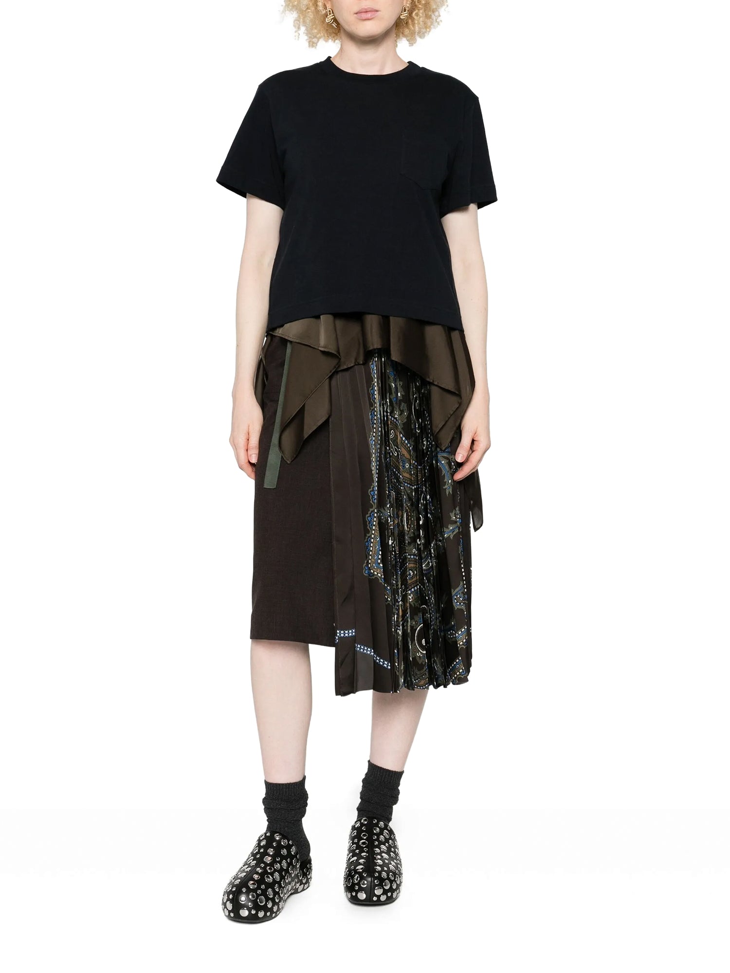 Satin x Cotton Jersey T-Shirt