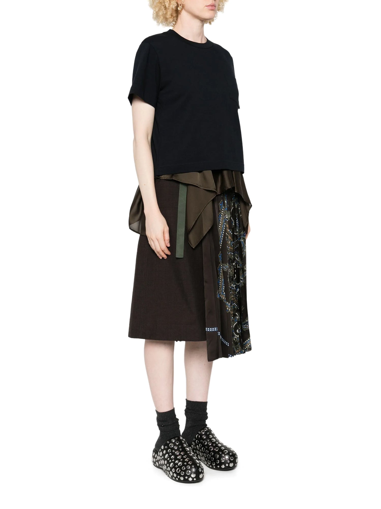 Satin x Cotton Jersey T-Shirt