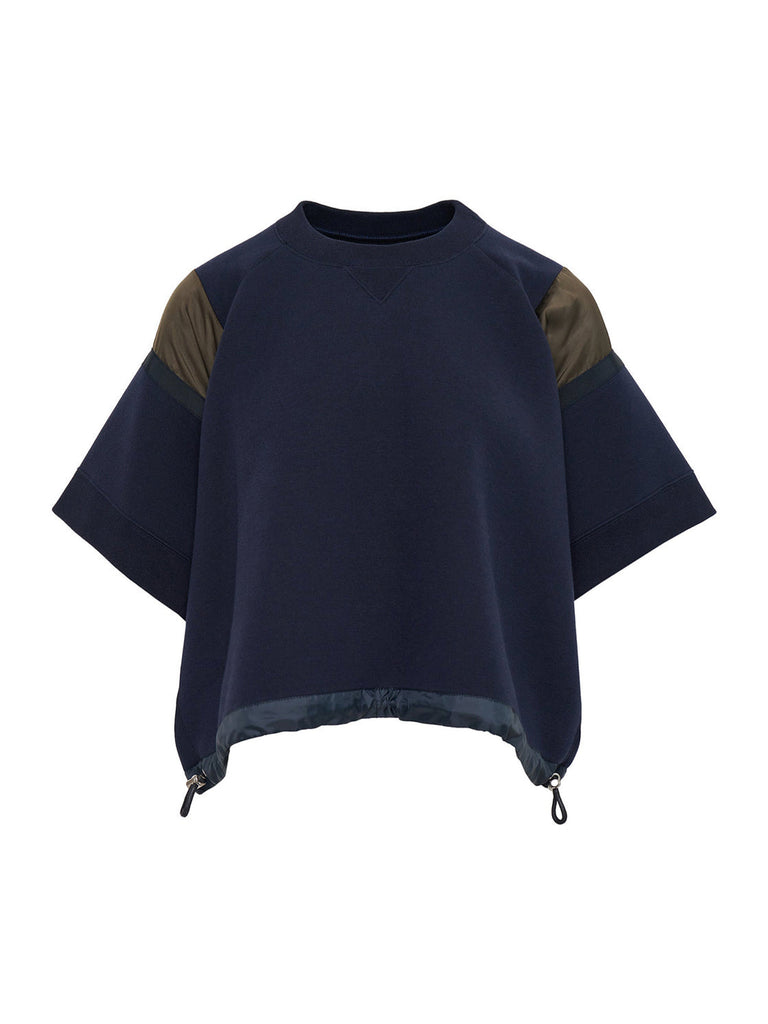 トップス sacai Sponge Sweat Pullover sacai Black Sponge Sweat x Nylon Twill Pullover Sweatshirt Sacai