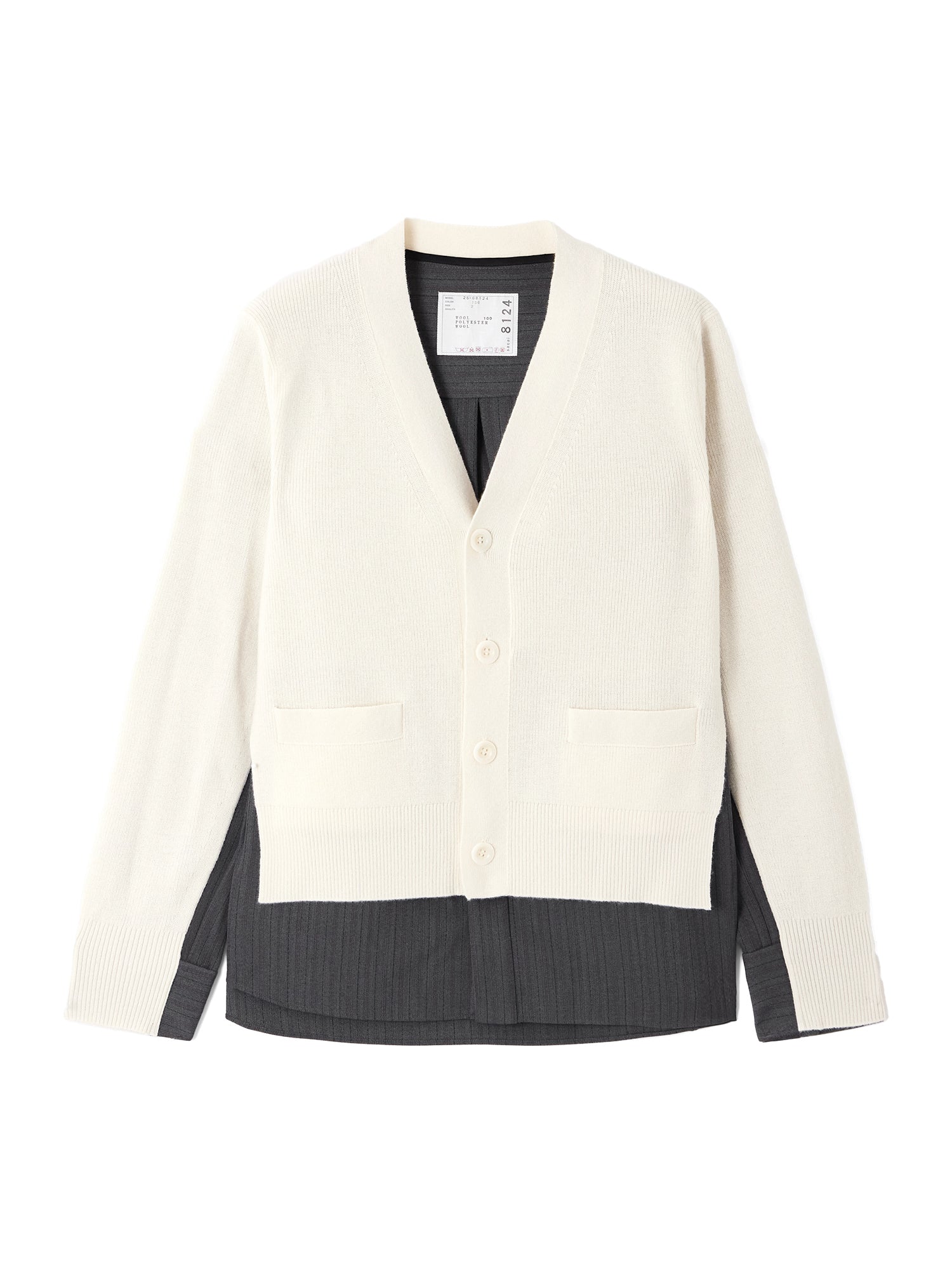 Striped Doeskin x Wool Knit Cardigan