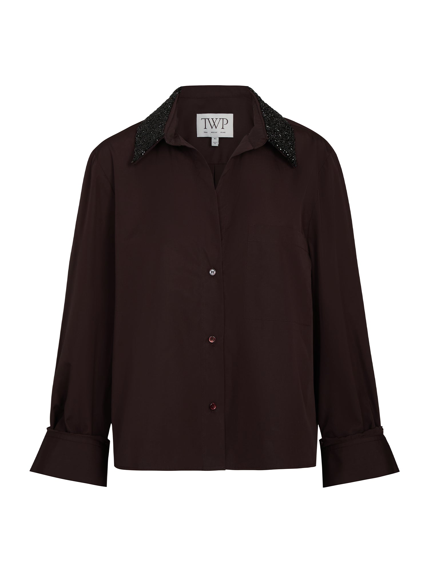 Dude Shirt with Crystal Collar in Super Compact Poplin