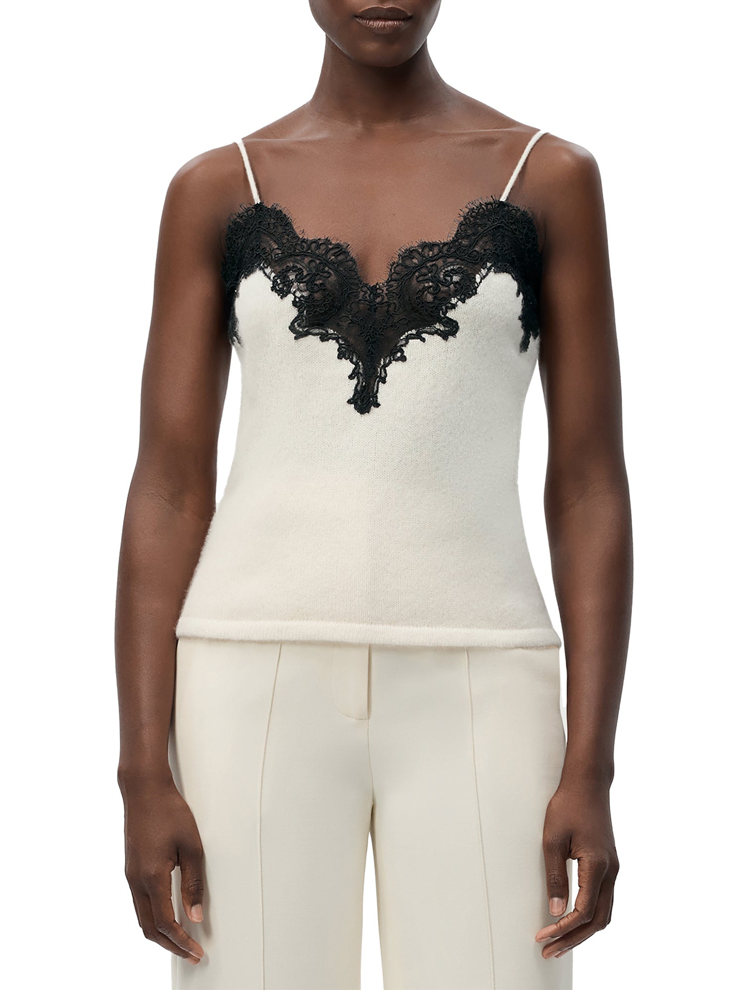 Beatrix Lace-Trimmed Cashmere-Silk Cami