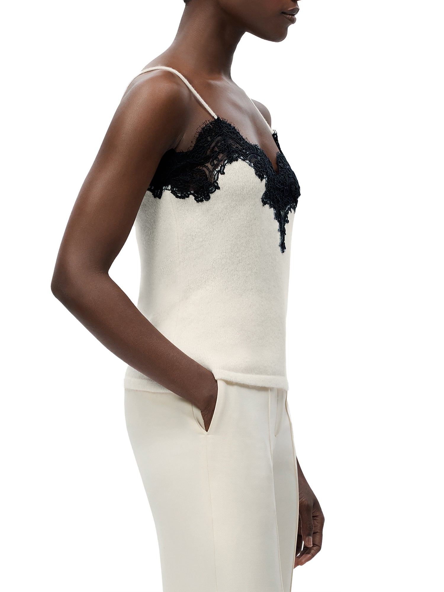Beatrix Lace-Trimmed Cashmere-Silk Cami