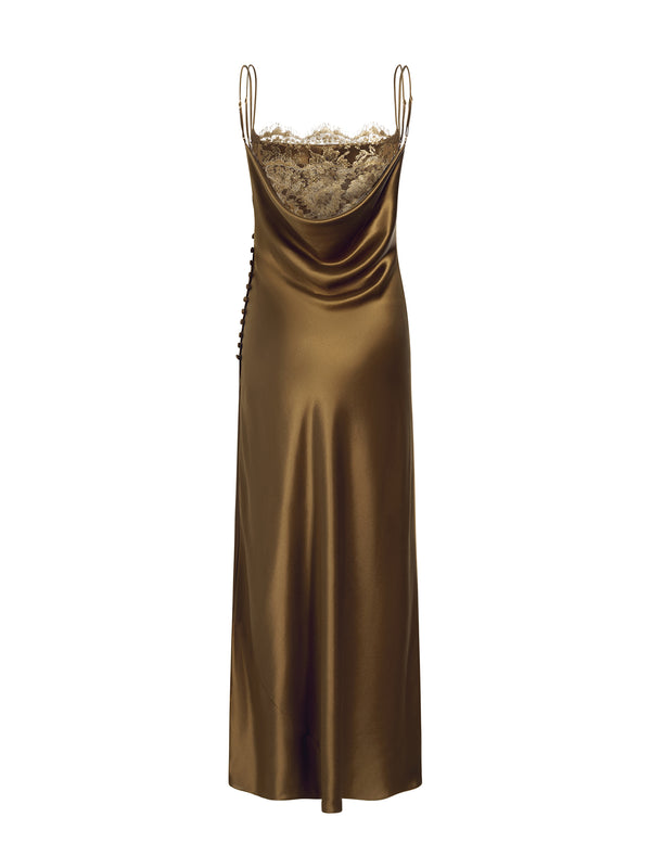 Blake Lace-Trimmed Silk Midi Dress