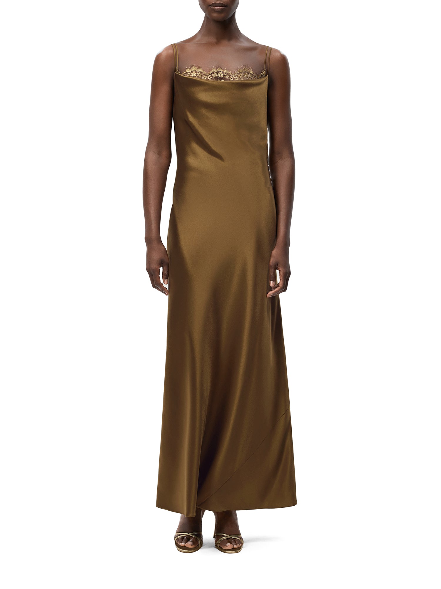 Blake Lace-Trimmed Silk Midi Dress