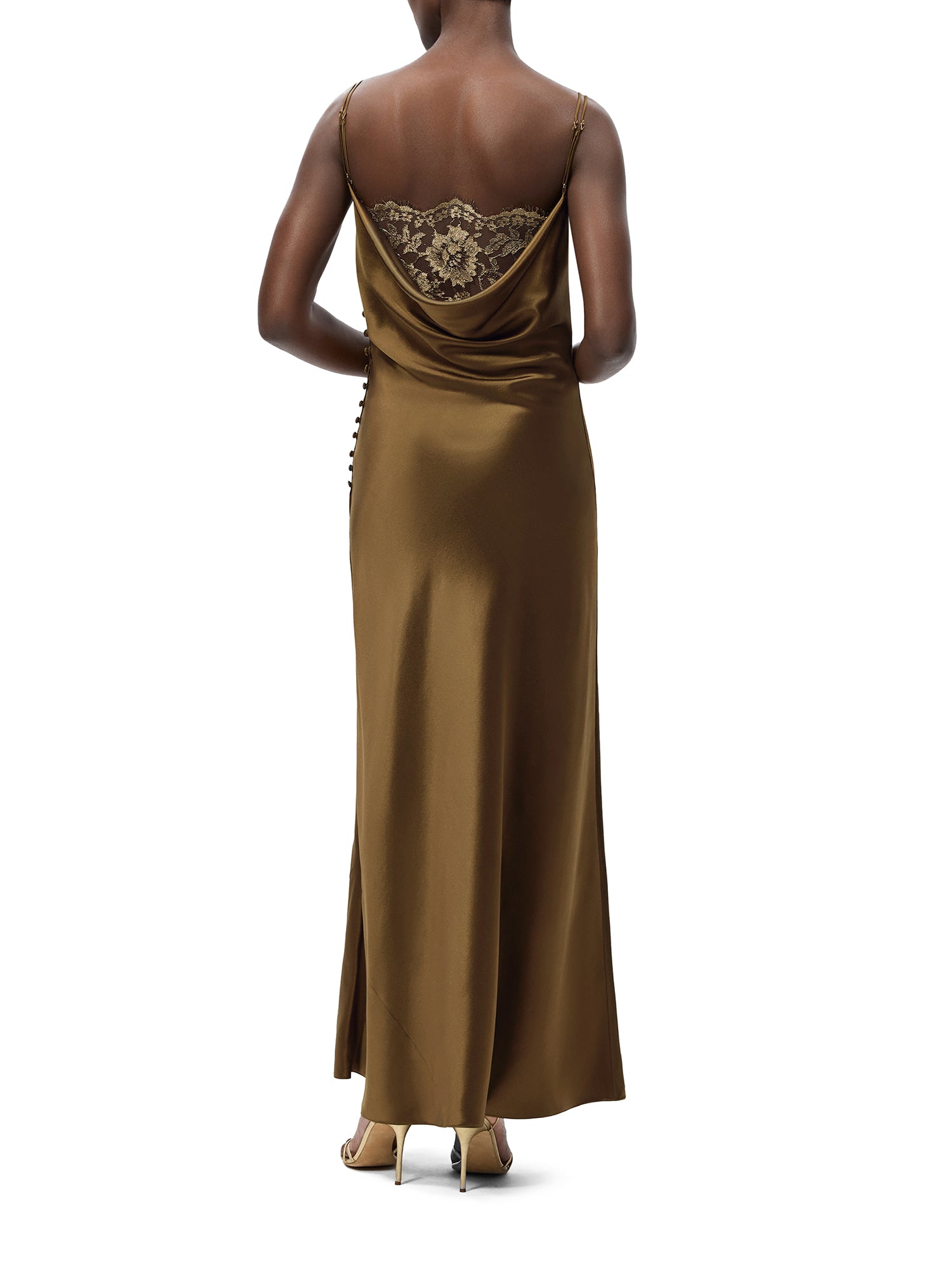 Blake Lace-Trimmed Silk Midi Dress