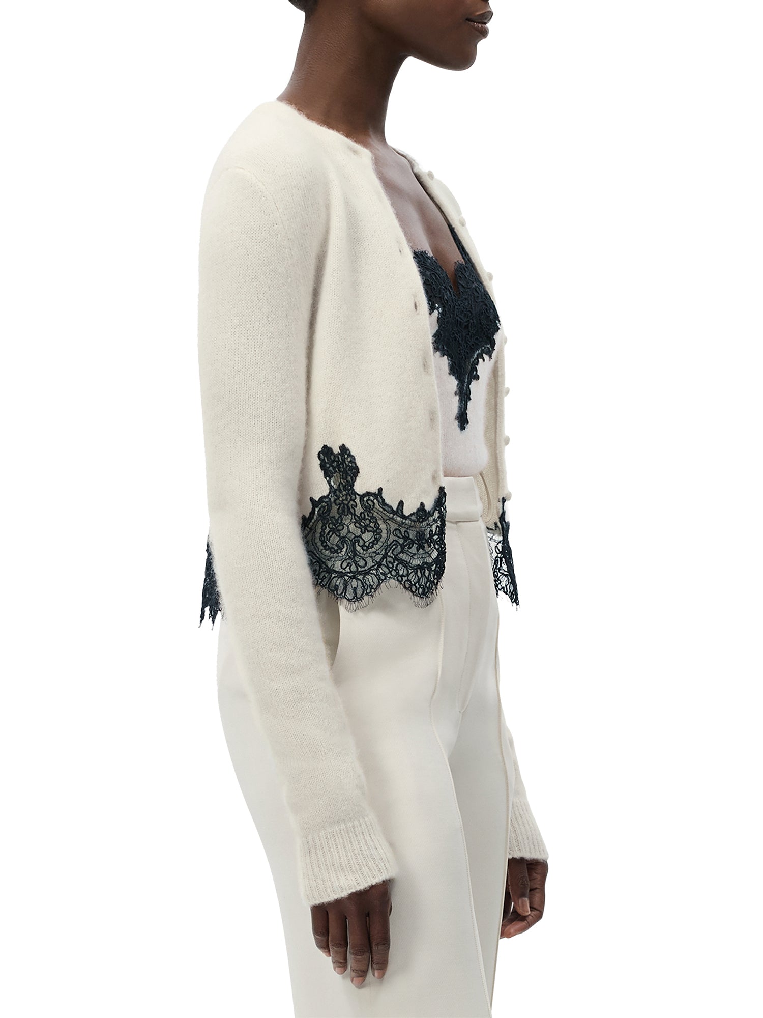 Briar Lace-Trimmed Cashmere-Silk Cardigan