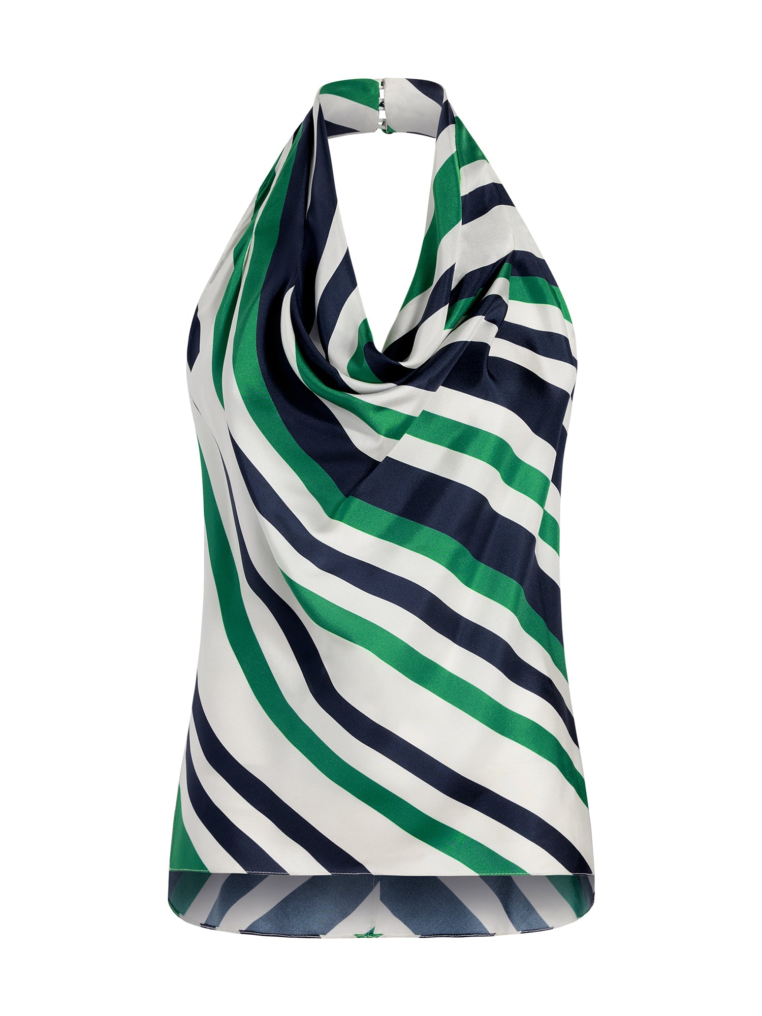 Cusette Striped Silk Halter Top