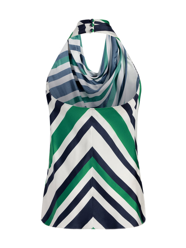 Cusette Striped Silk Halter Top